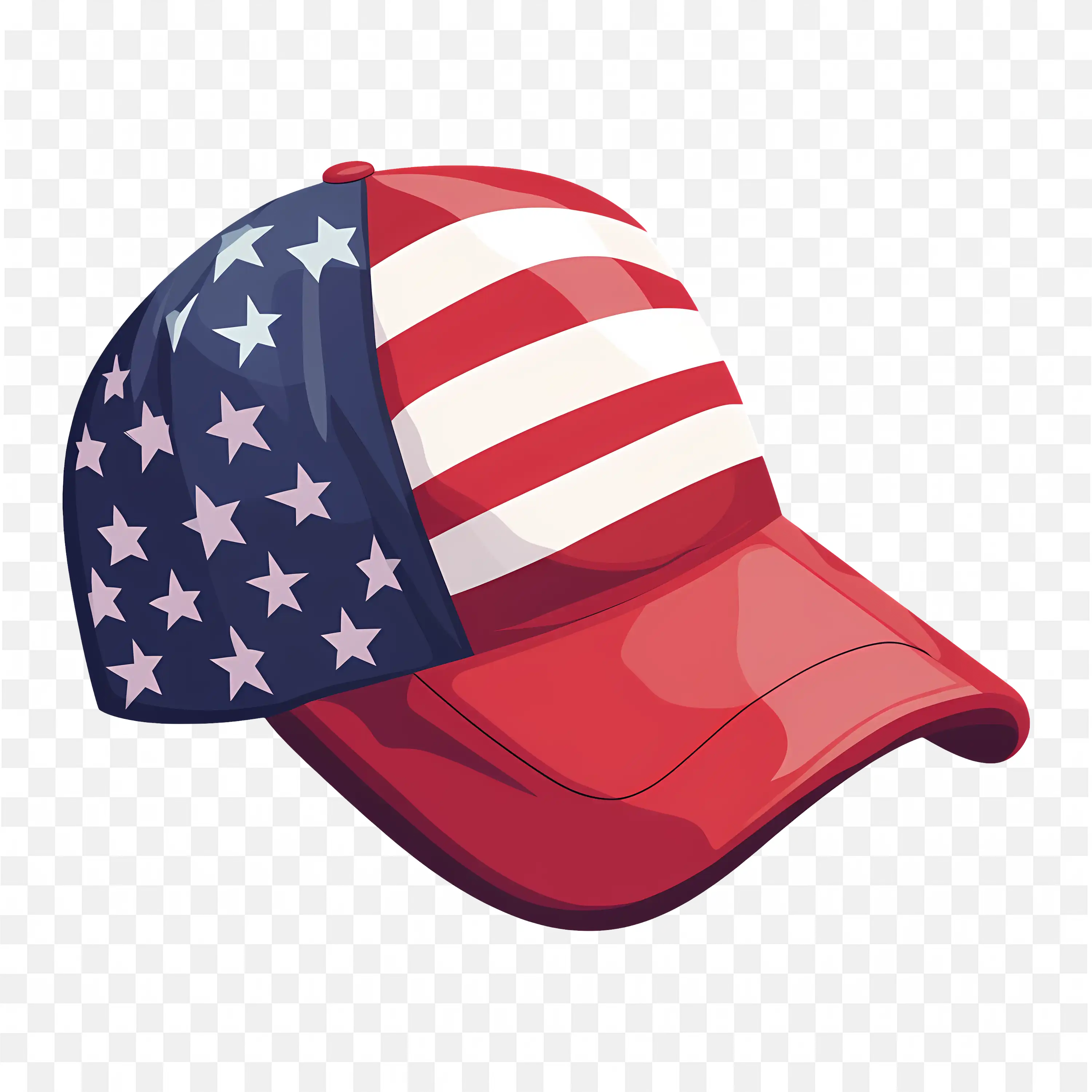 American Flag Design Cap with Red White And Blue Colors PNG