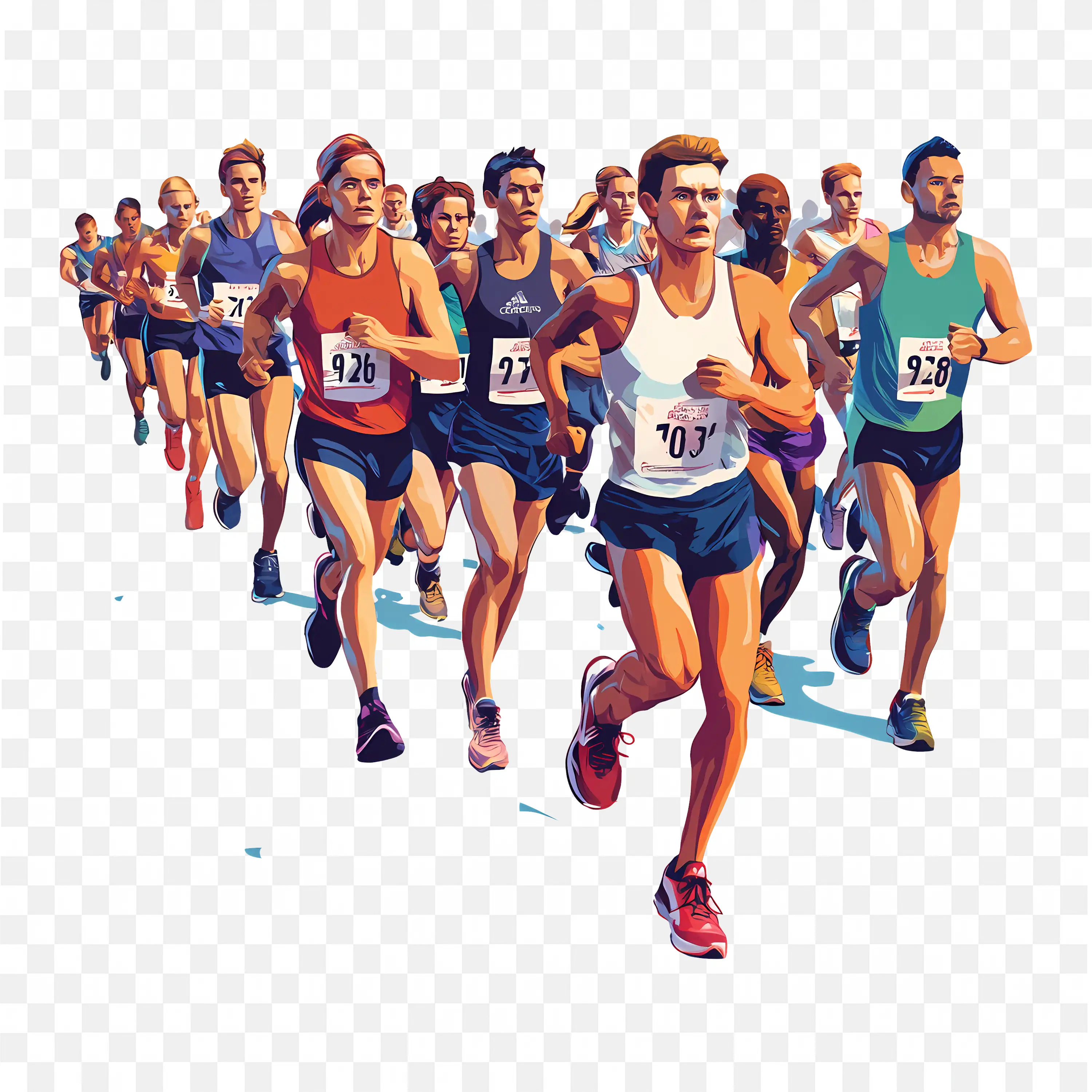 Athletes Running in a Marathon Race Download Free PNG Image