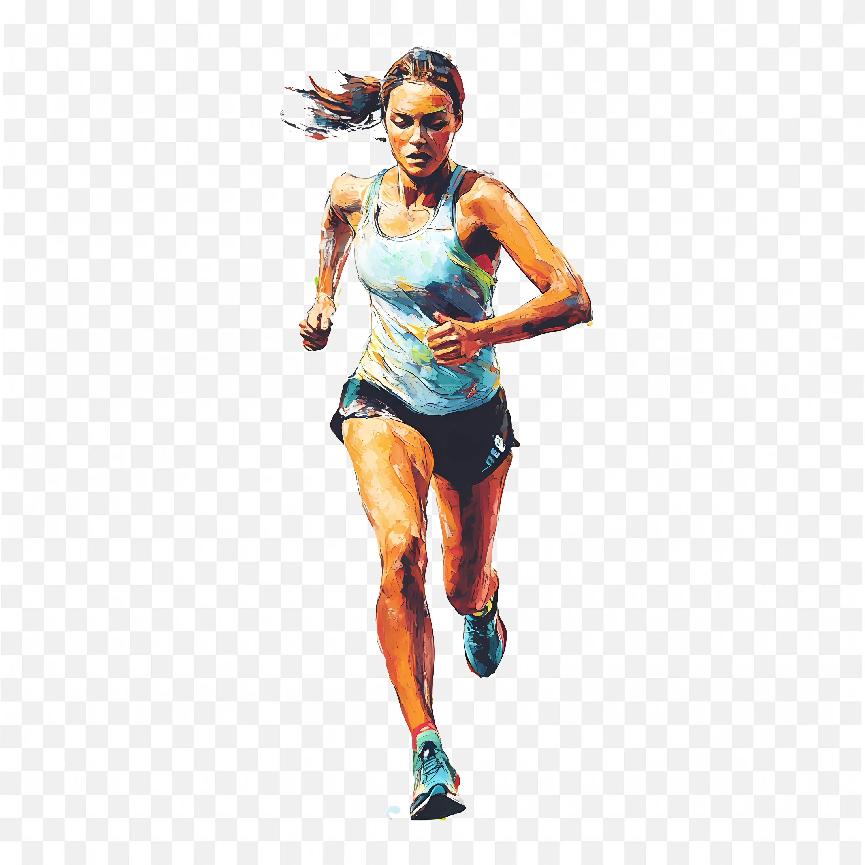 Athletic Woman Running Fast on the Race Track Free PNG