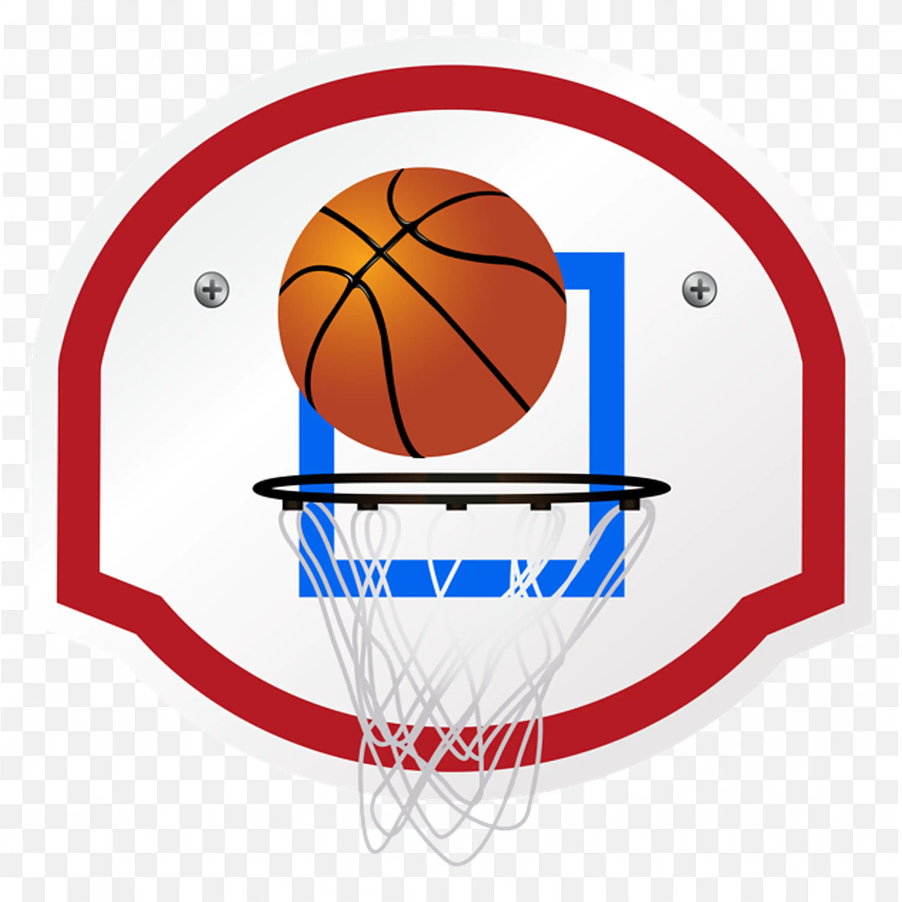 Basketball Going Through the Hoop in Flat Style Graphic PNG