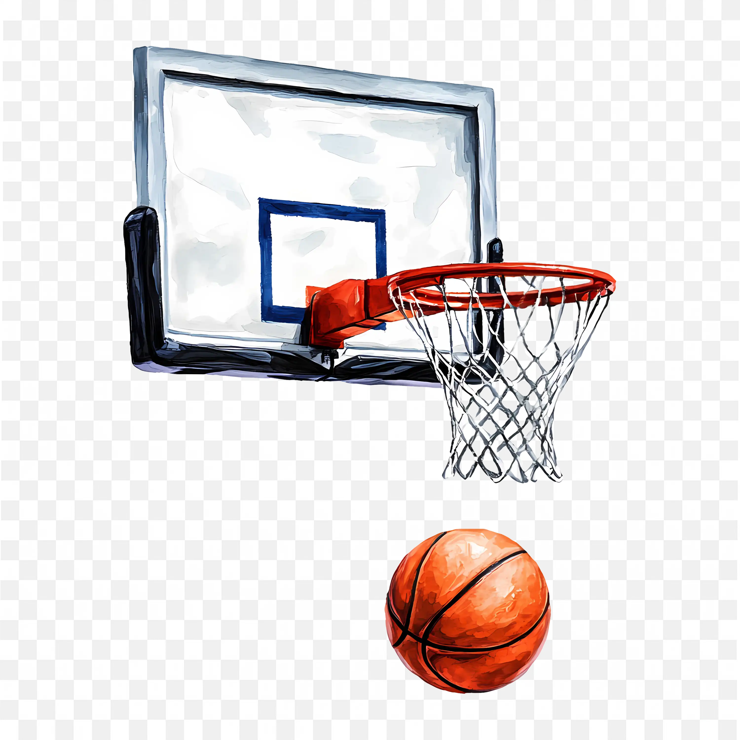 Basketball Hoop with Ball Heading Into the Net Free PNG Image