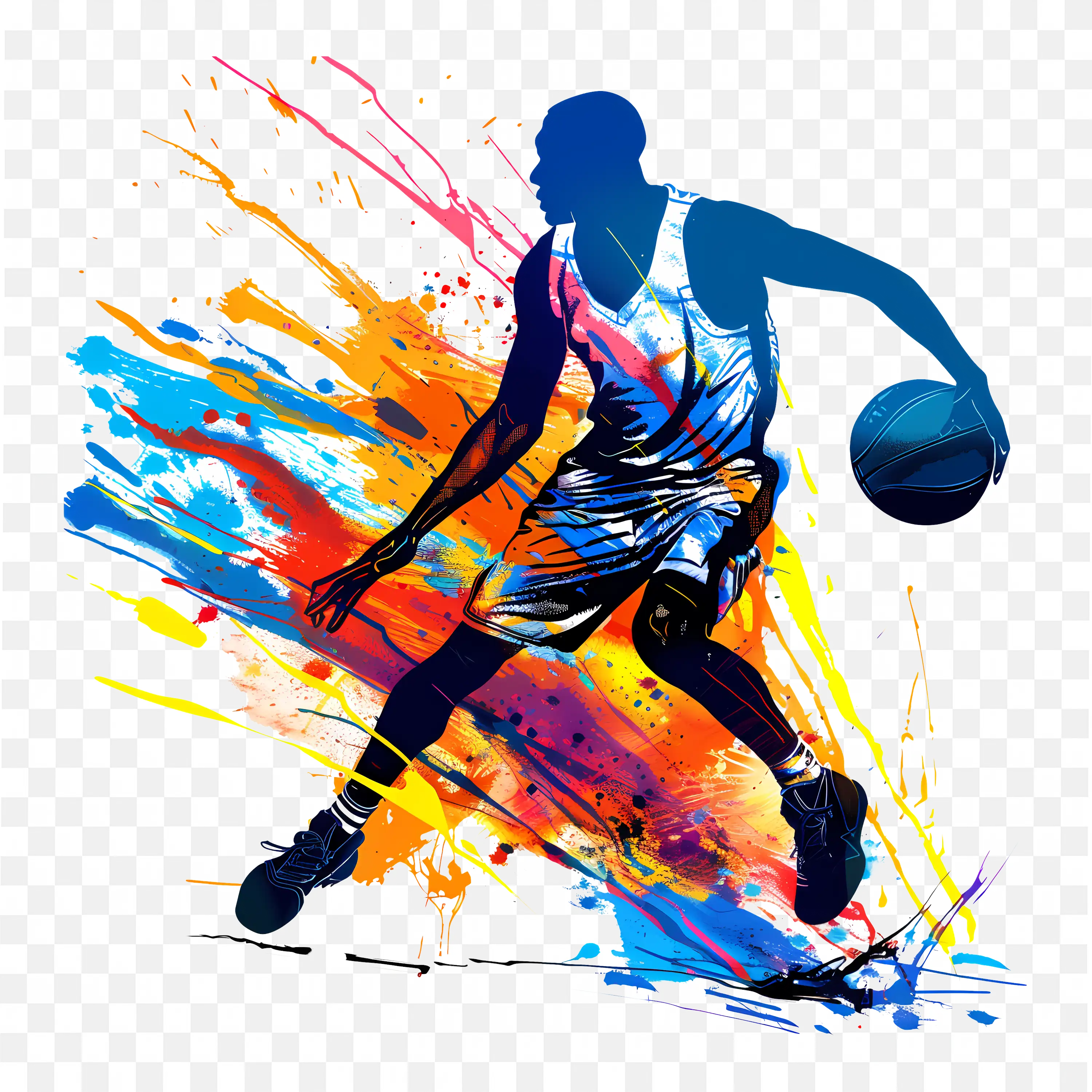 Basketball Player Colourfull Art Download the Free PNG