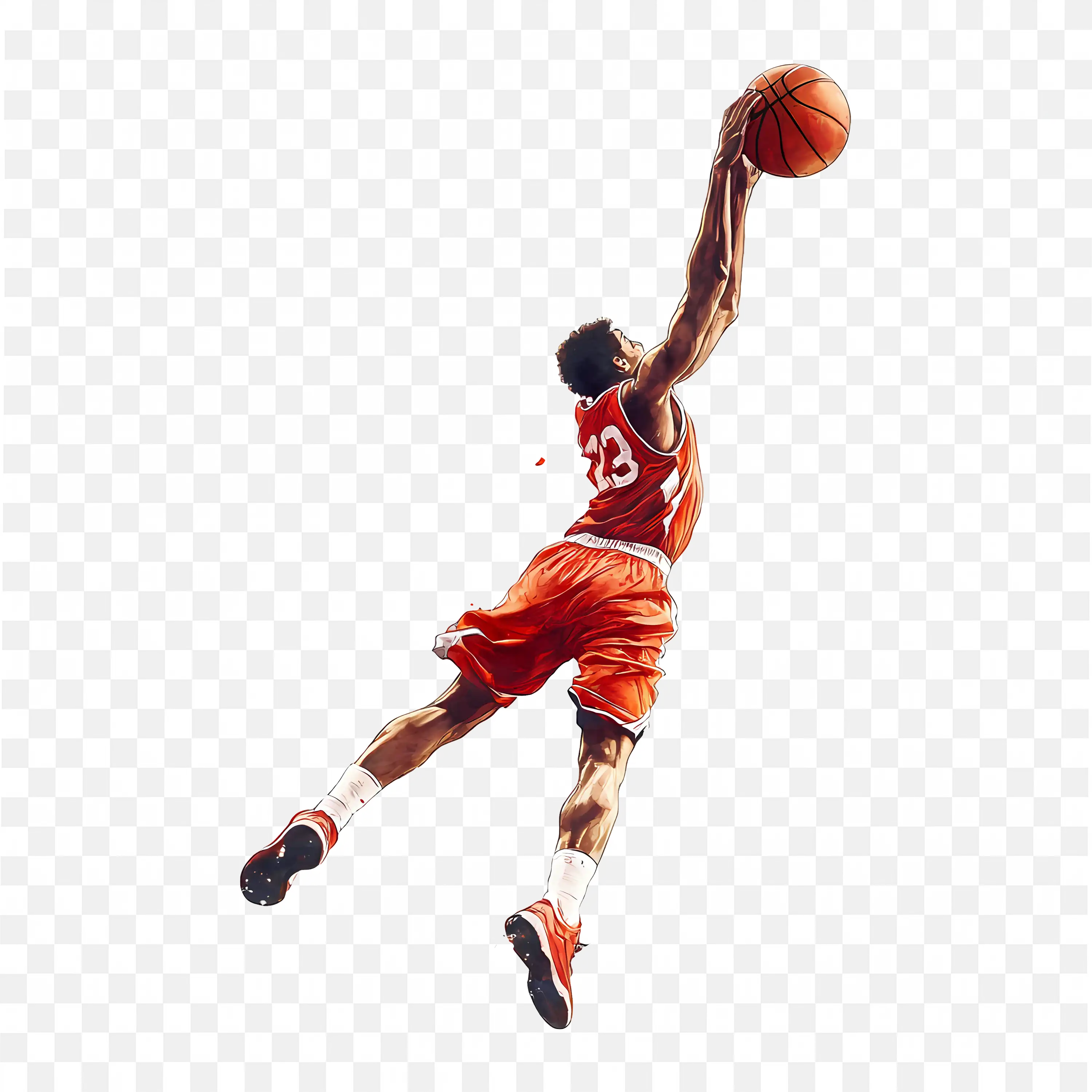 Basketball Player Jumping High And Dunking the Ball Free PNG