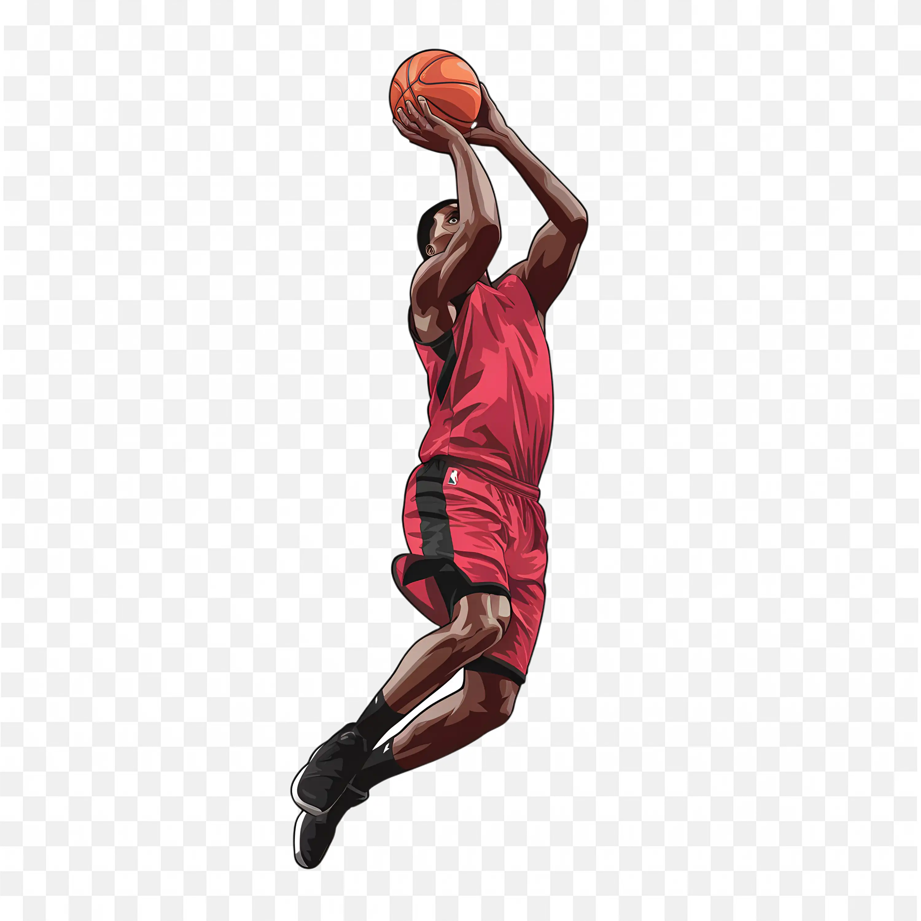 Basketball Player Jumping High For a Slam Dunk Move Free PNG