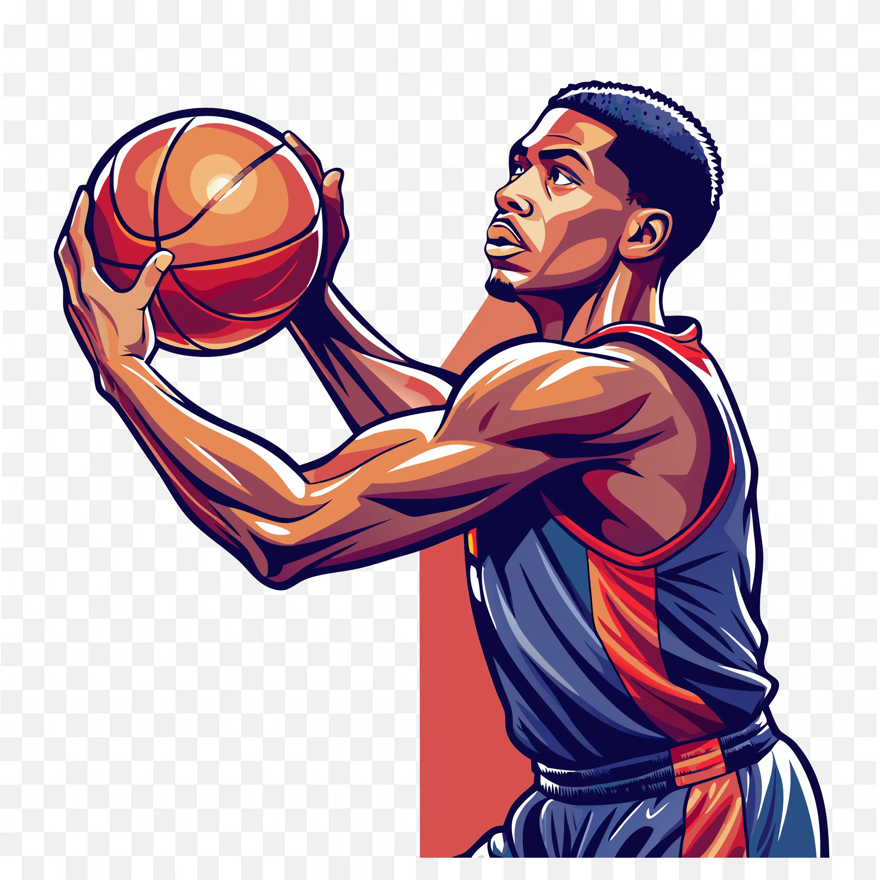 Basketball Player Preparing to Shoot the Ball with Focus PNG