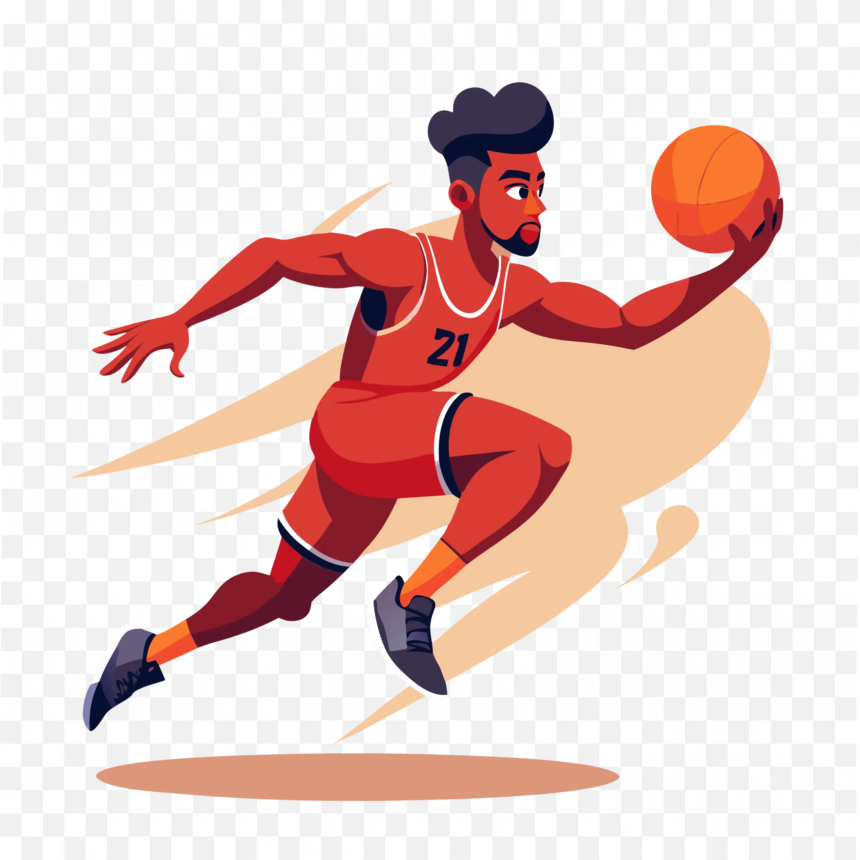 Basketball Player Speeding Up While Holding the Ball PNG