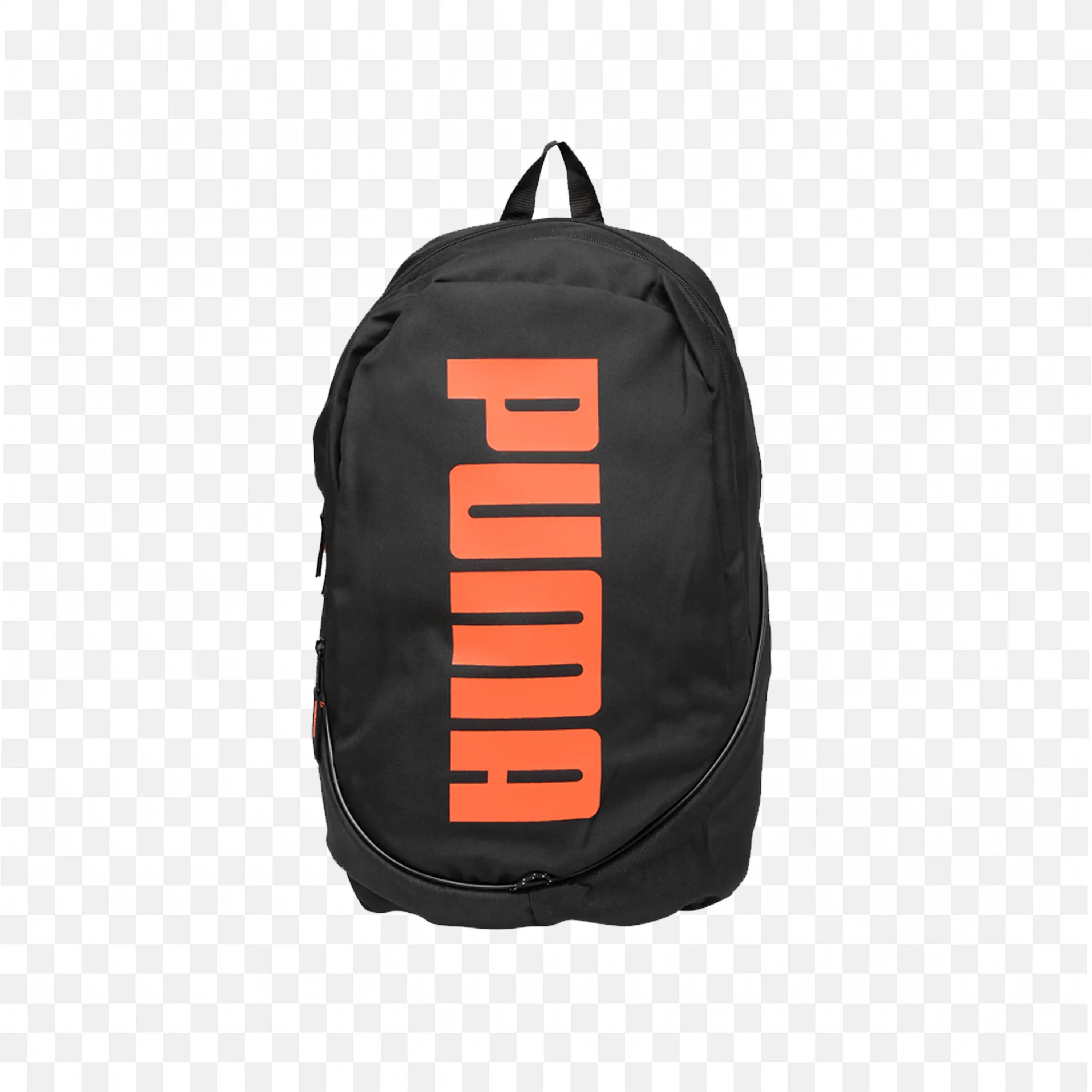 Black Puma Backpack with Orange Logo Hd Free PNG Image