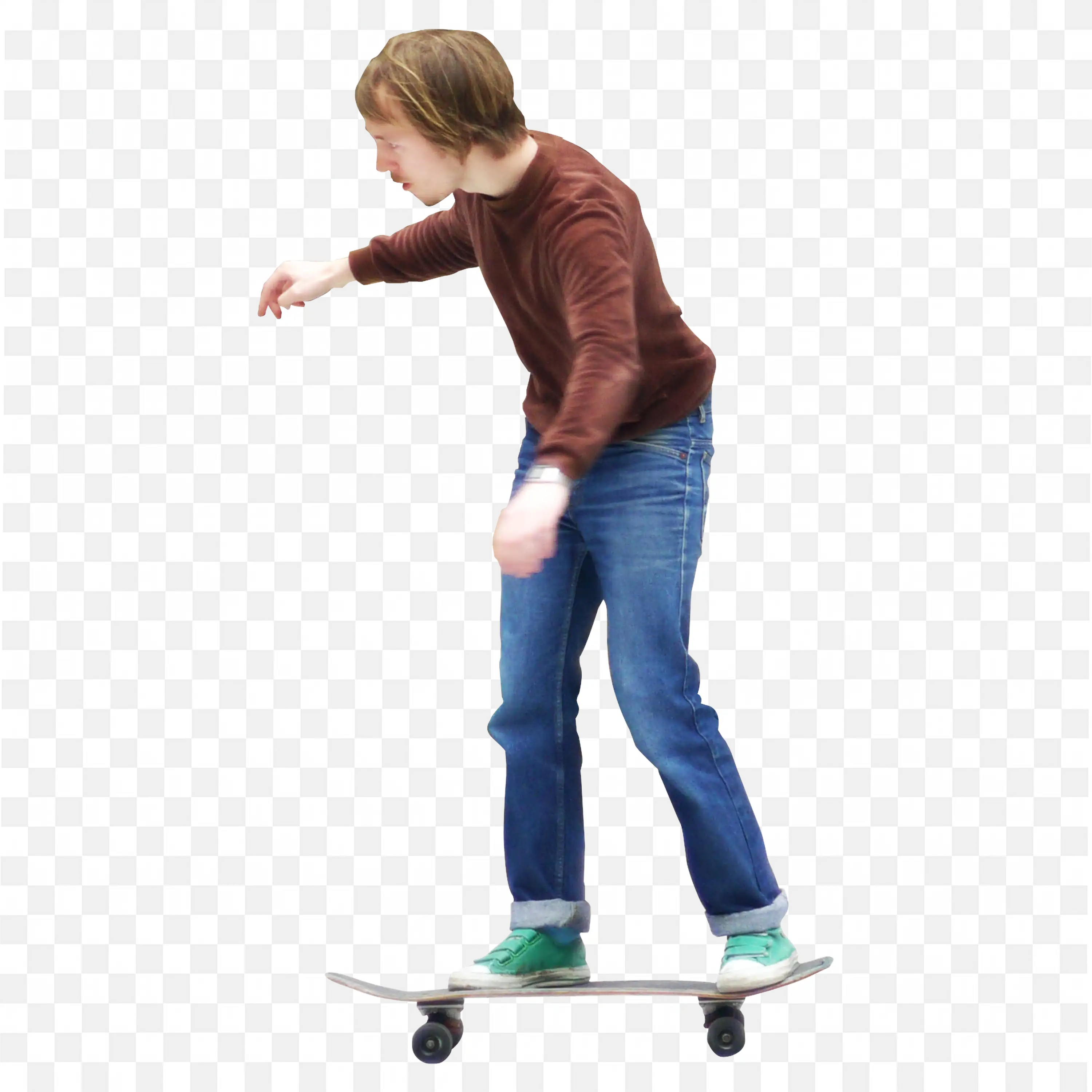 Boy Rides a Skateboard Wearing Casual Clothes Free PNG