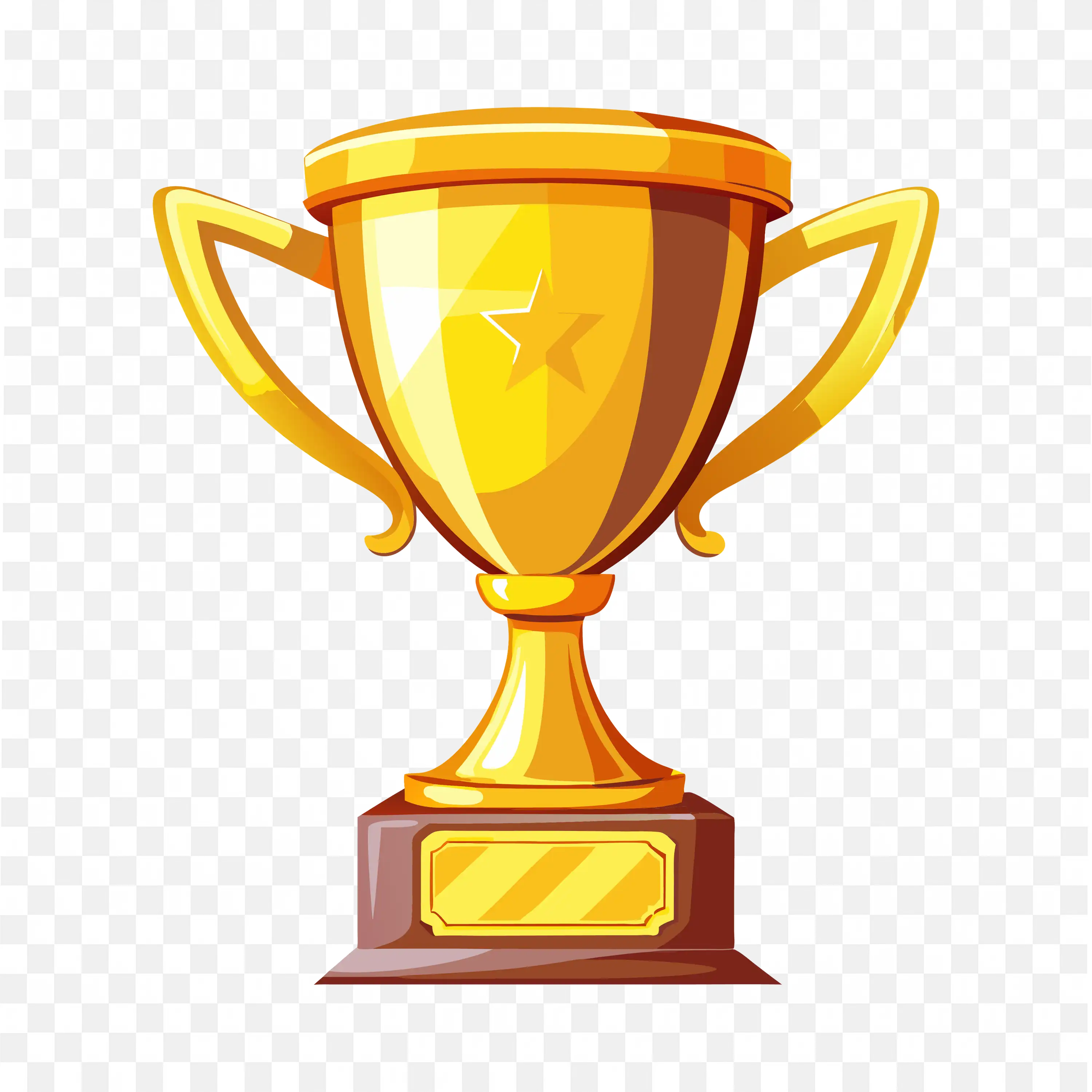 Bright Gold Trophy Cup with a Star on a Purple Base Shines
