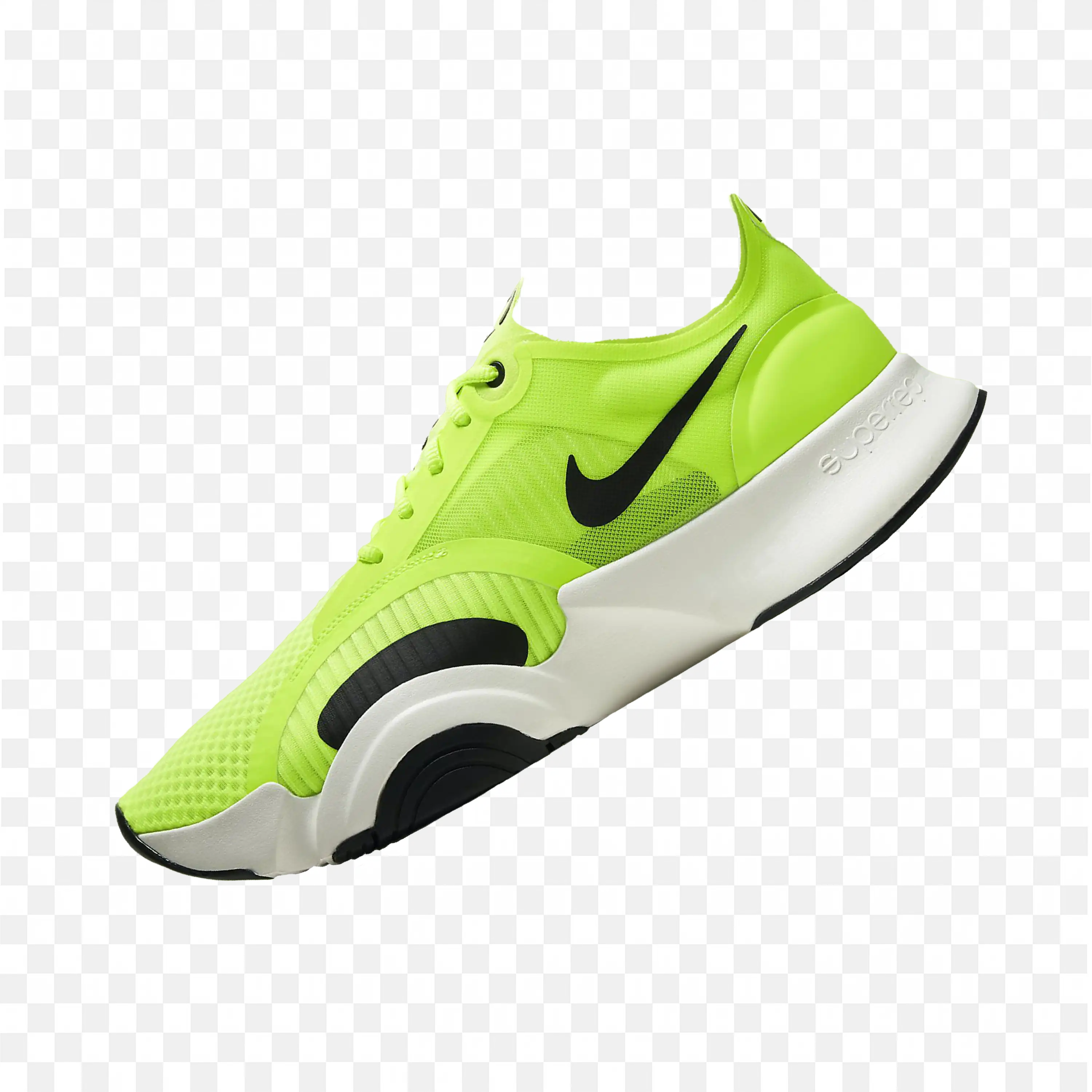Bright Green Nike Sports Shoe with Black Swoosh Logo