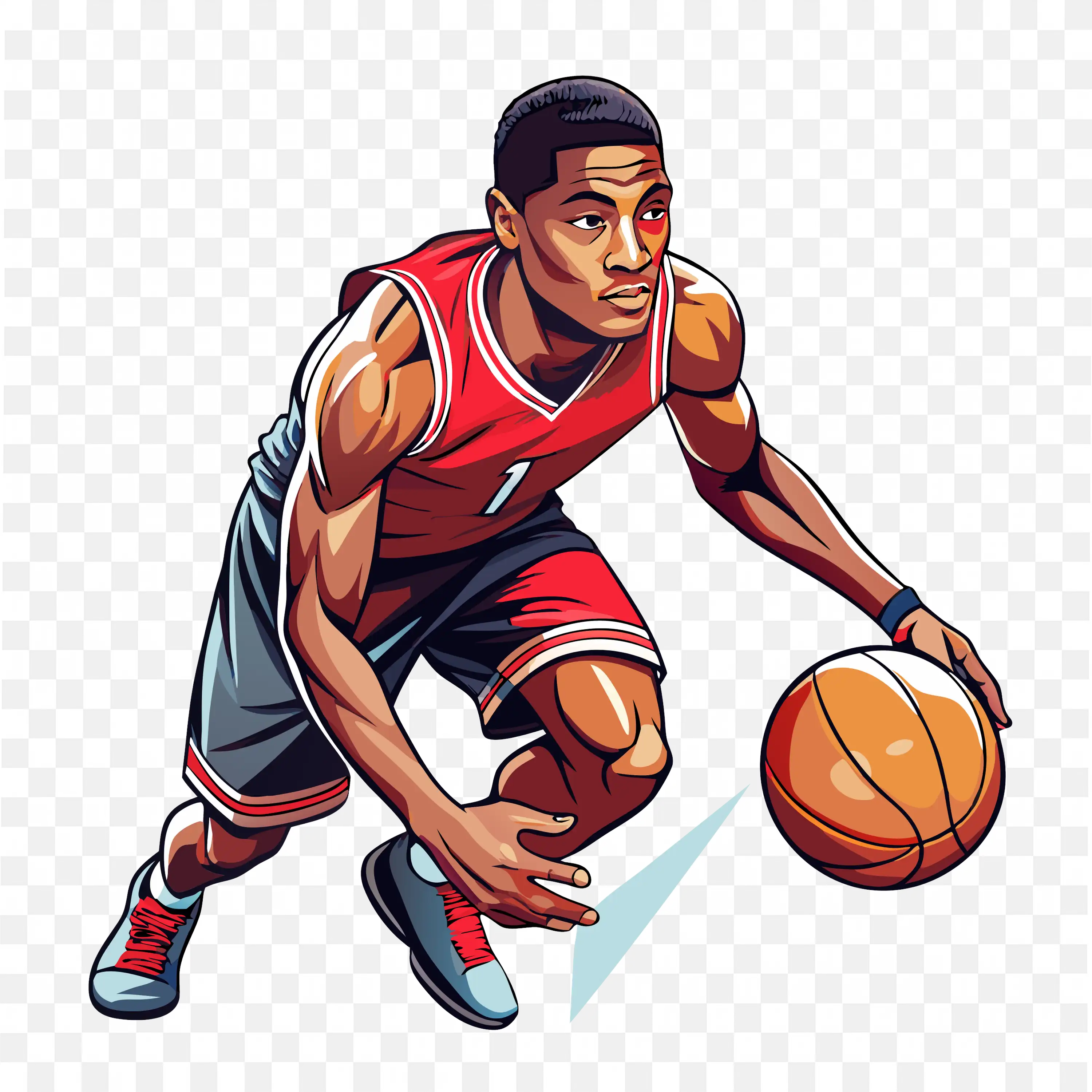 Cartoon Basketball Player Ready to Make a Quick Move Hd PNG