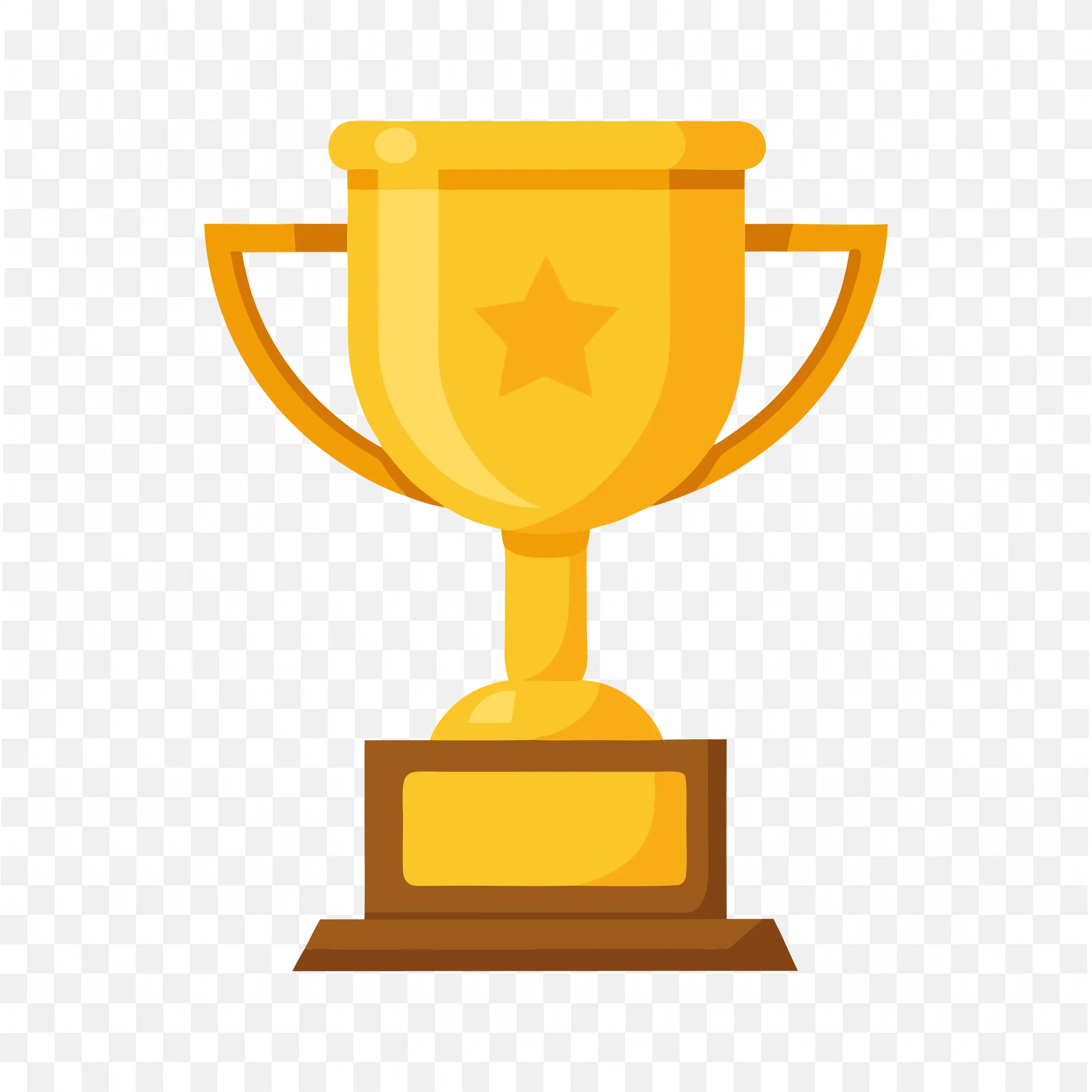 Cartoon Golden Trophy with Handles on a Wooden Base Free PNG