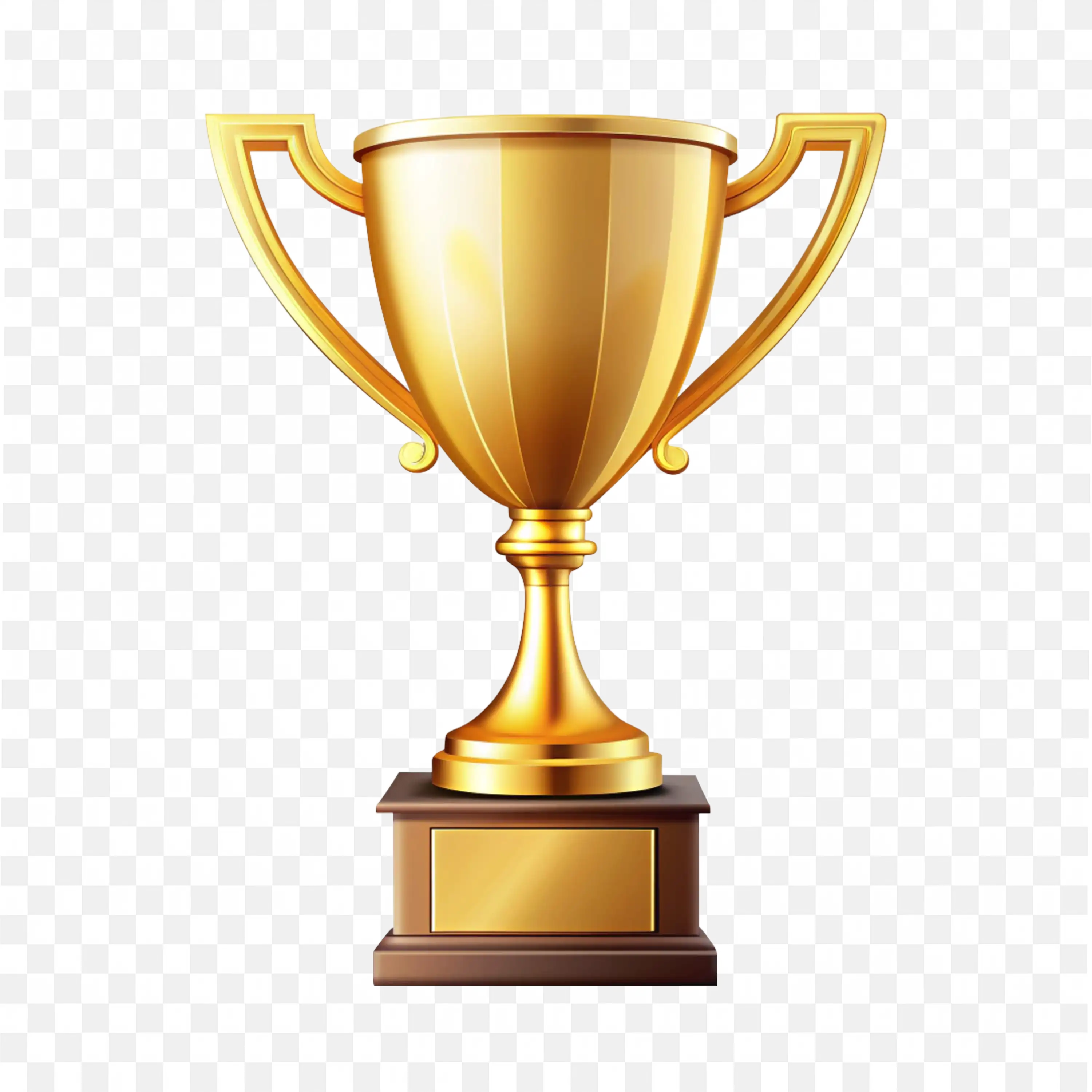 Classic Gold Trophy Cup with Shiny Polished Wooden Base PNG