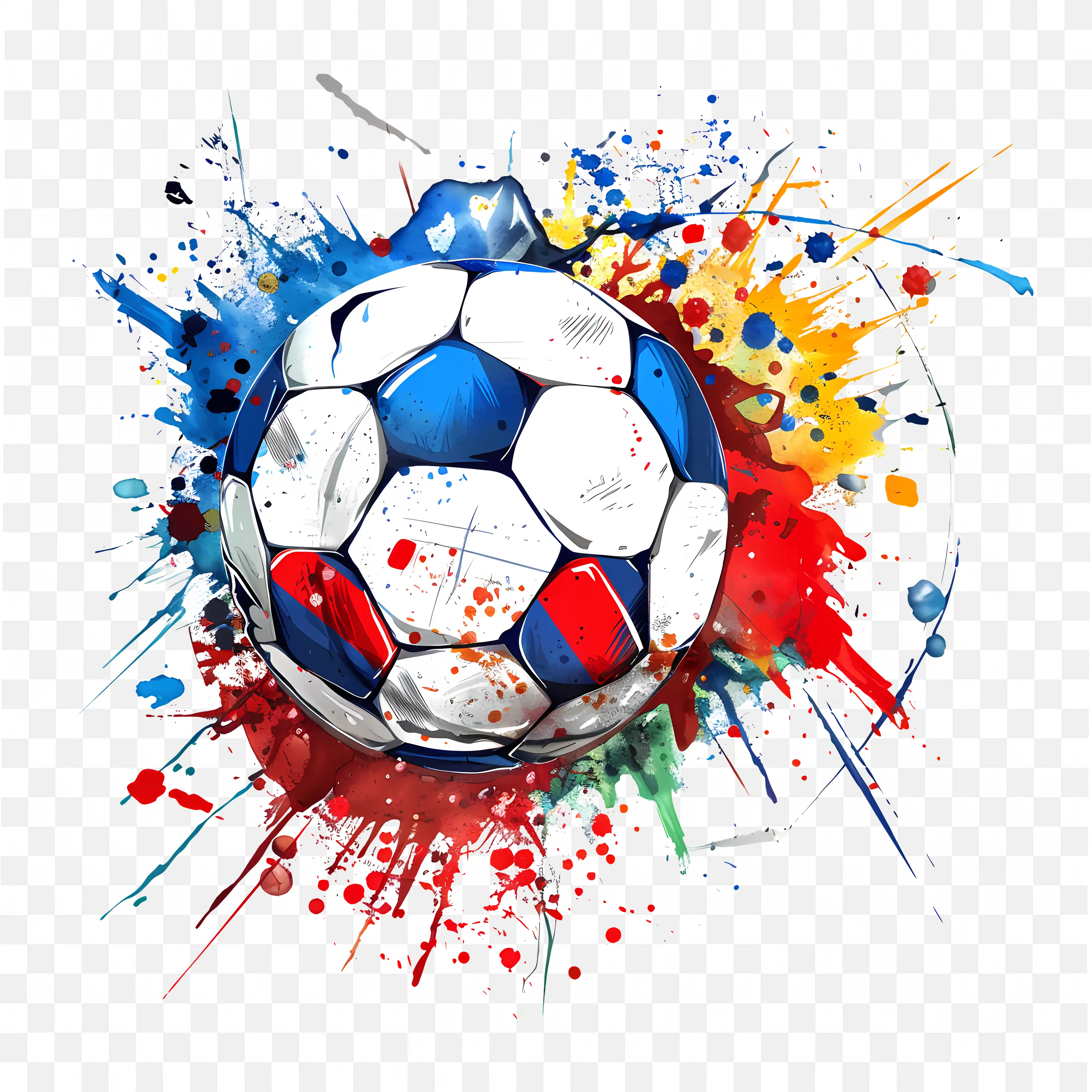 Colorful Football with Artistic Splash And Paint Effect PNG