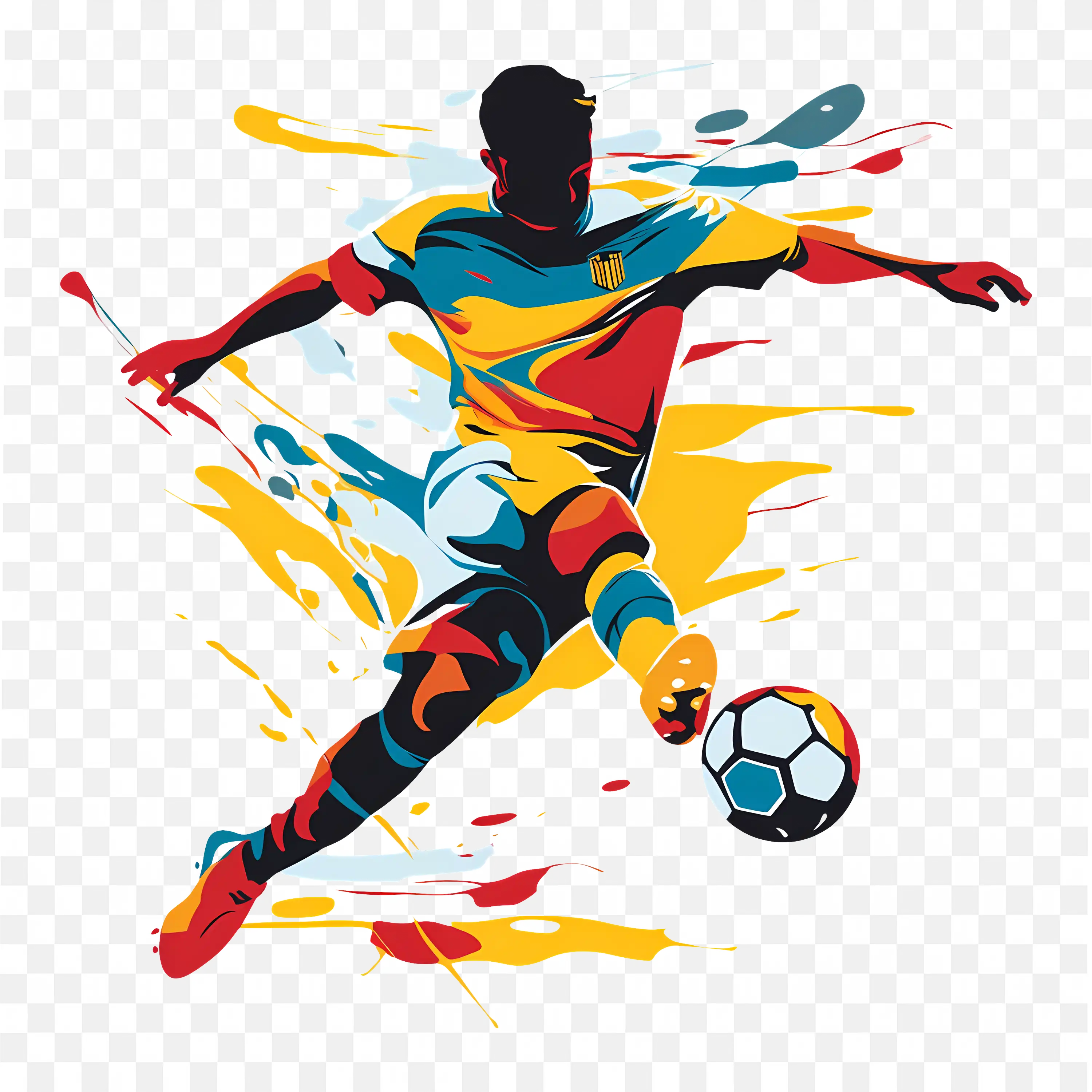 Colourfull Football Splash Abstract Art Free PNG Image
