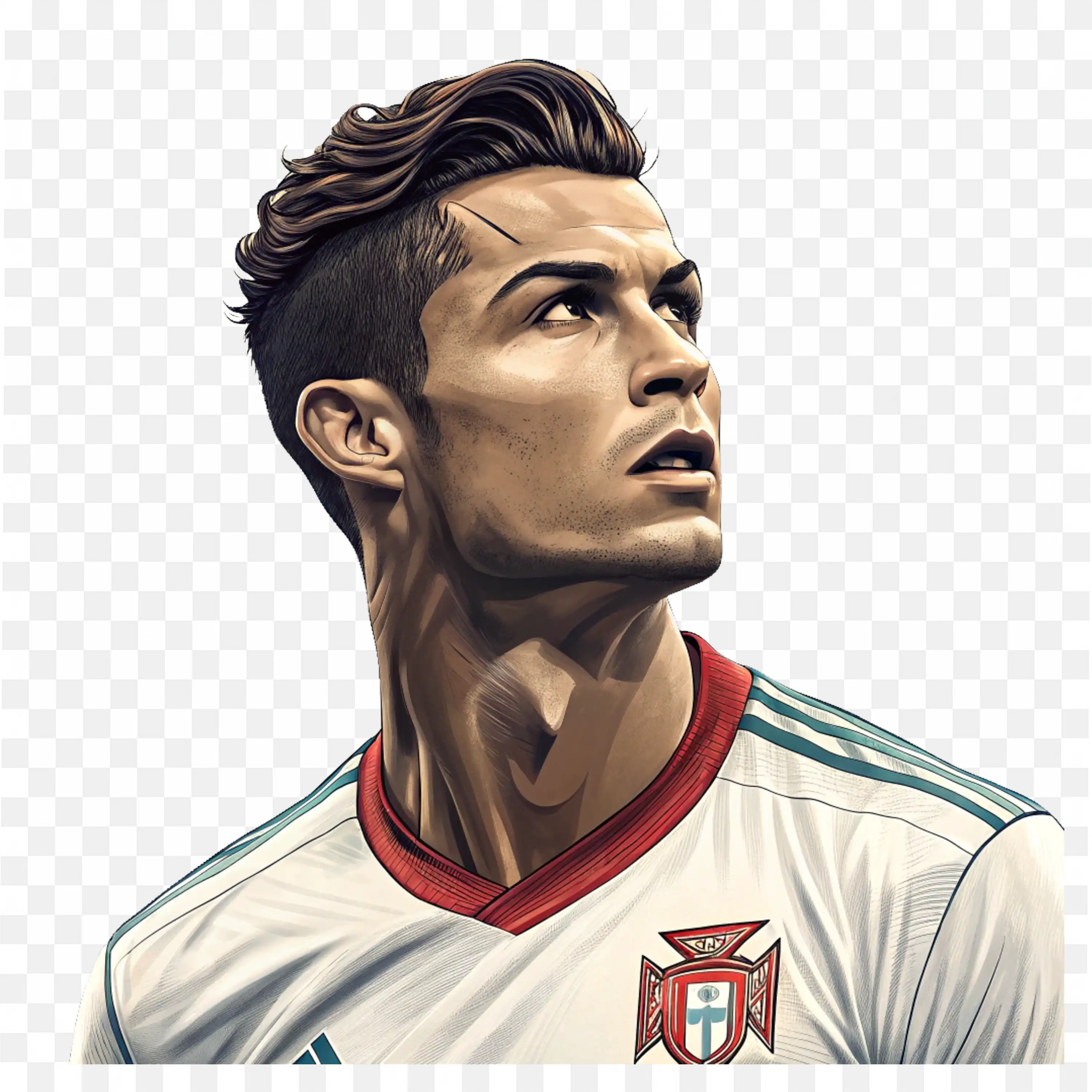 Cristiano Ronaldo in a White Portugal Team Jersey Free PNG