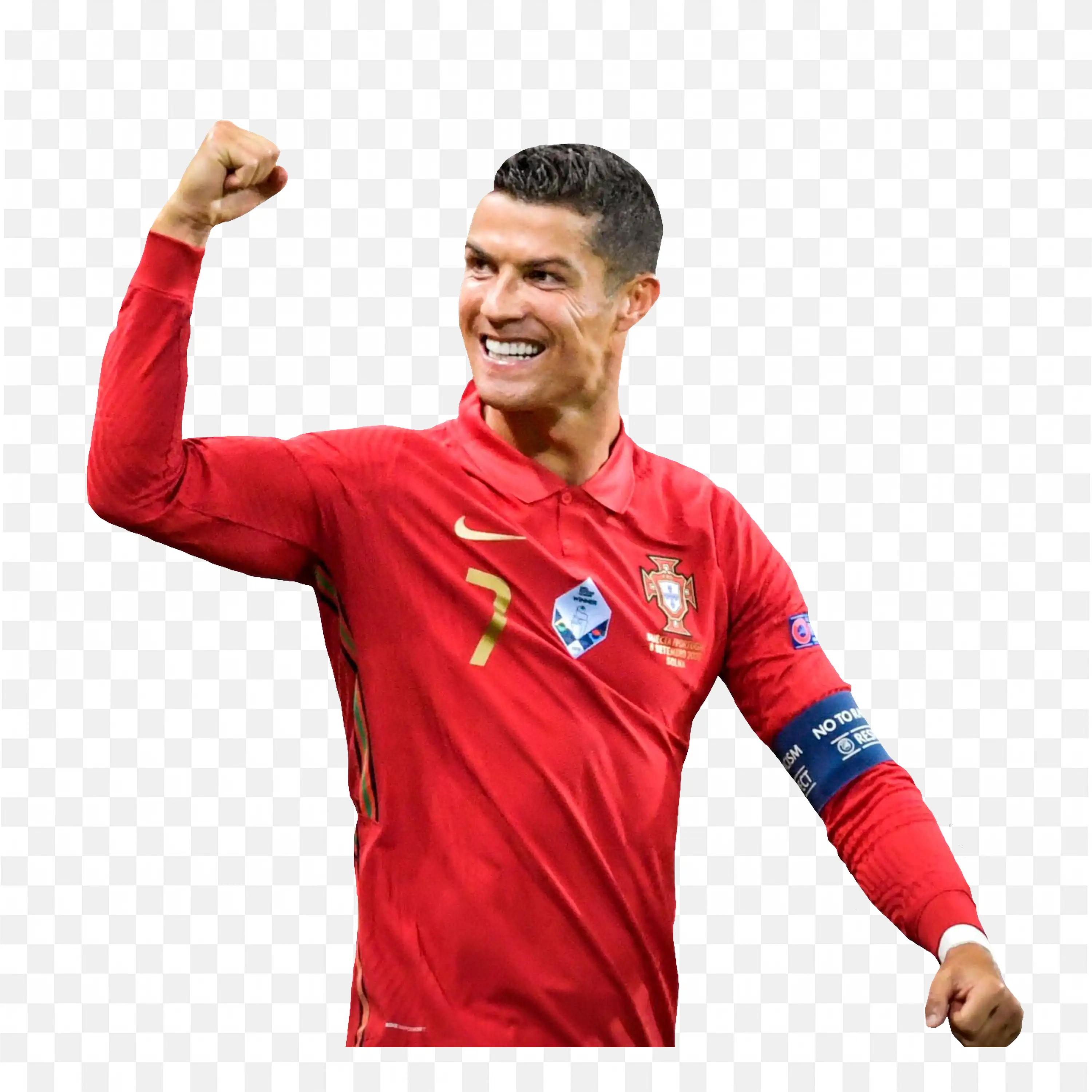 Cristiano Ronaldo Celebrates with a Fist Pump And Red Shirt
