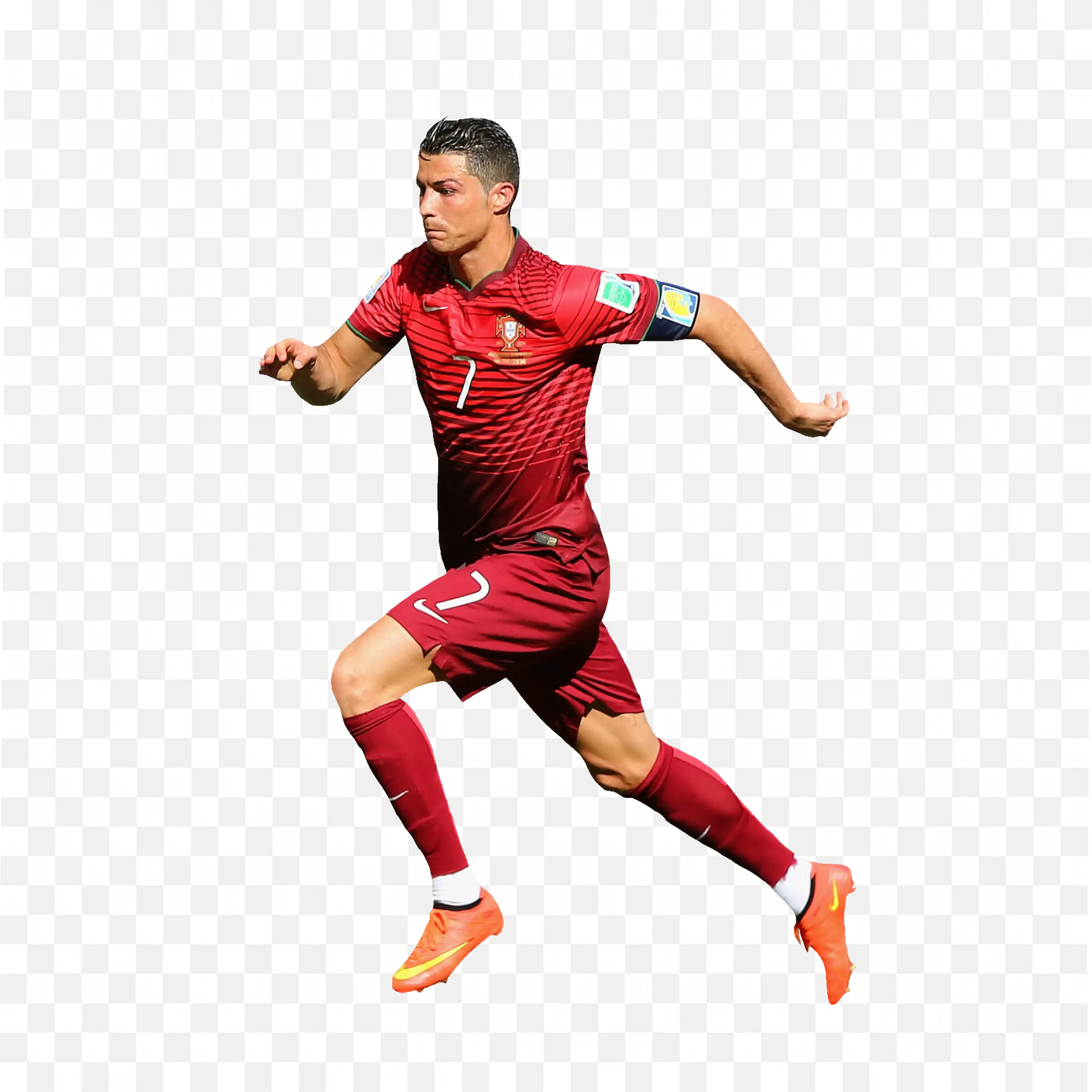 Cristiano Ronaldo Is Sprinting Fast with Red Jersey PNG