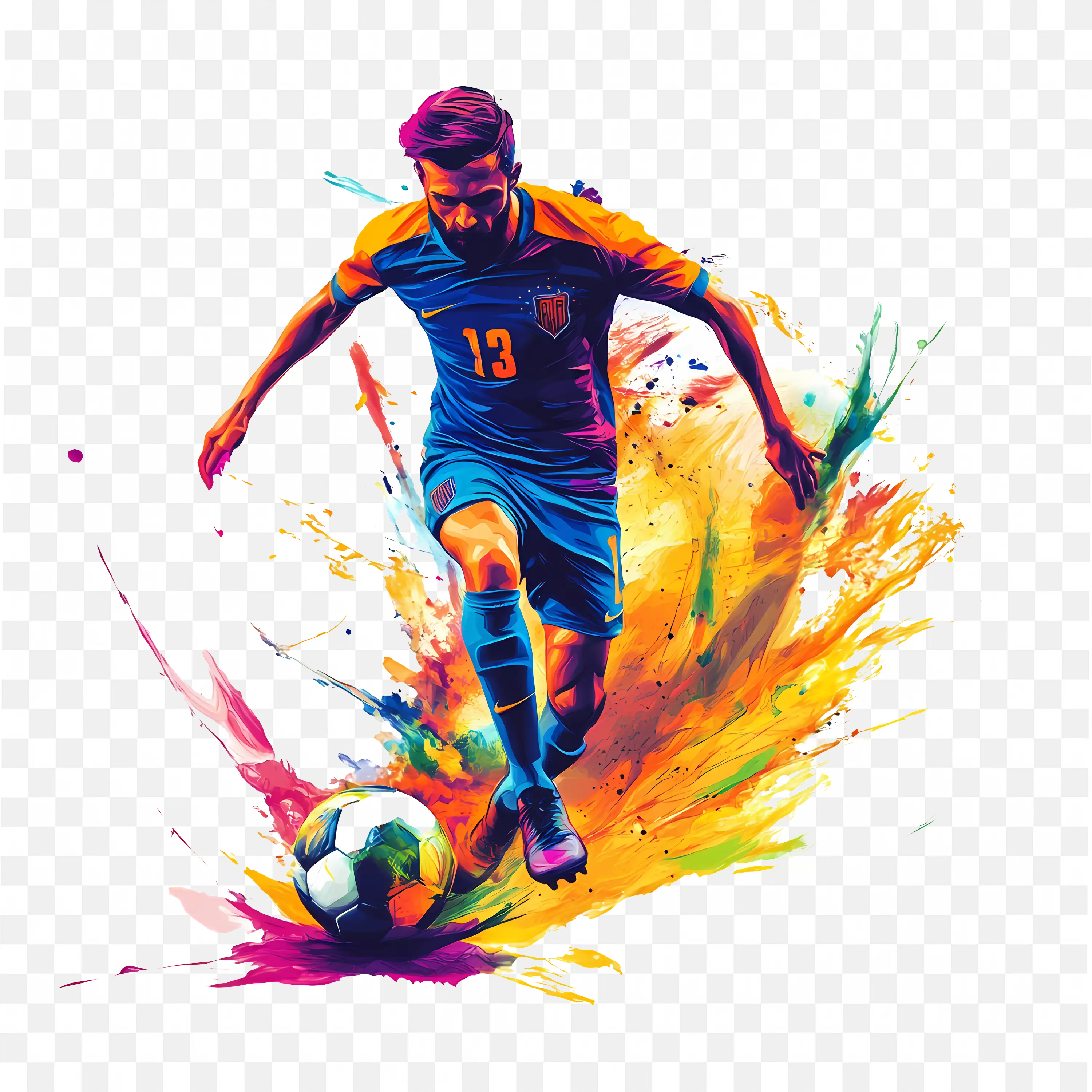 Digital Abstract Artistic Illustration of a Soccer Player