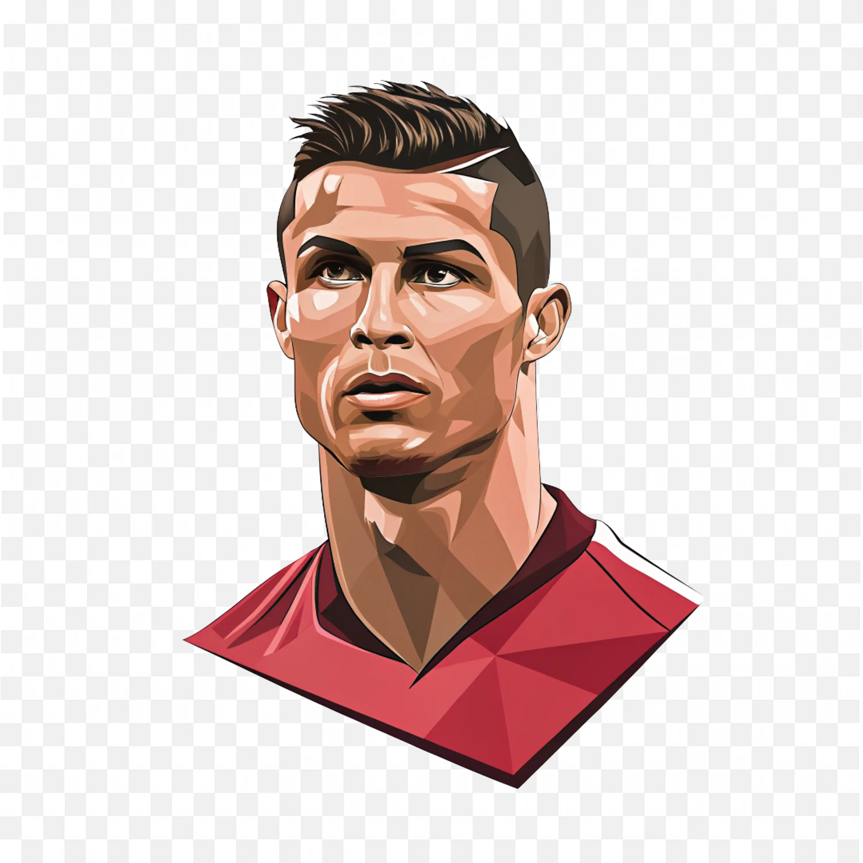 Digital Illustration of Ronaldo in Red Portugal Jersey PNG