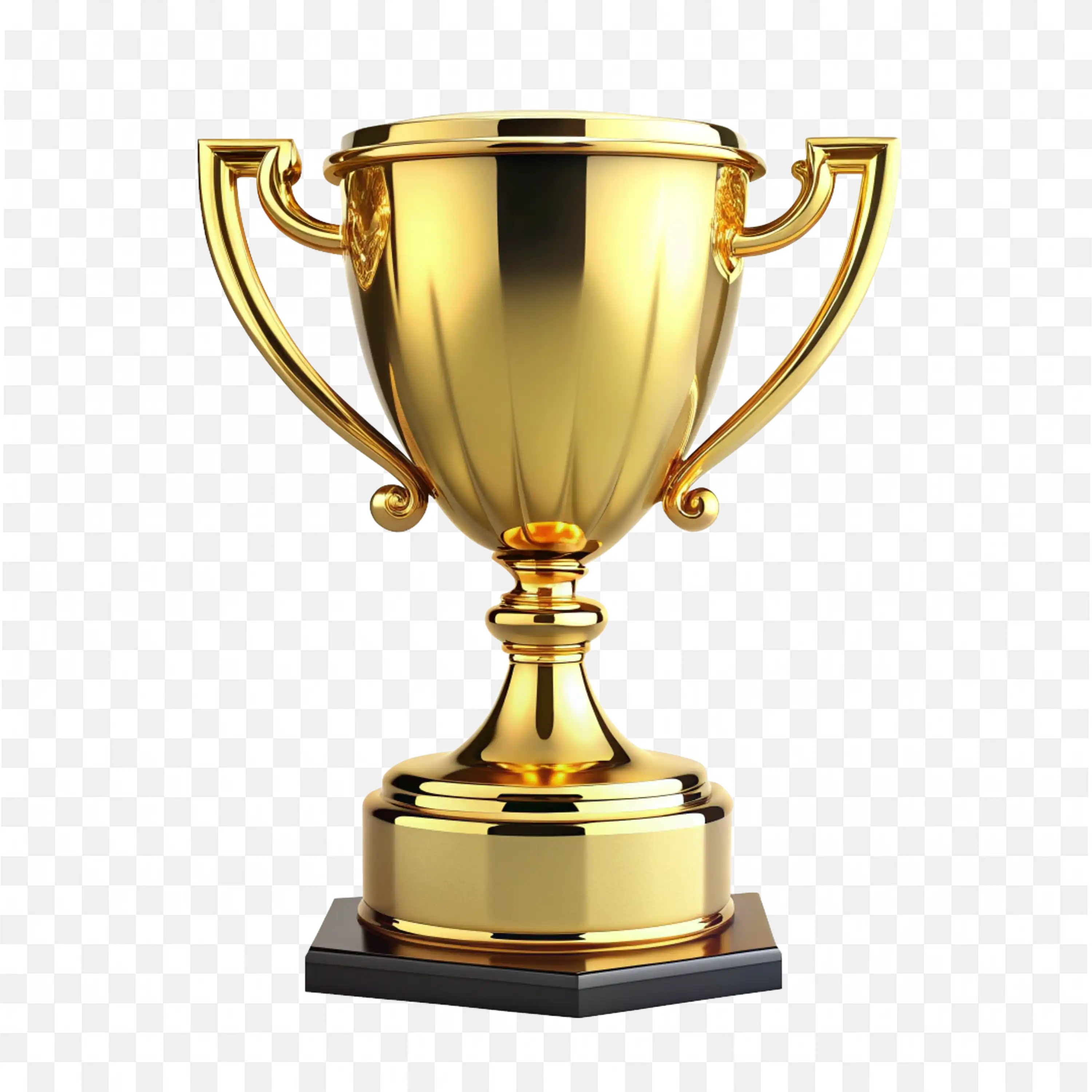Elegant Gold Trophy Cup with Handles And Shiny Finish PNG