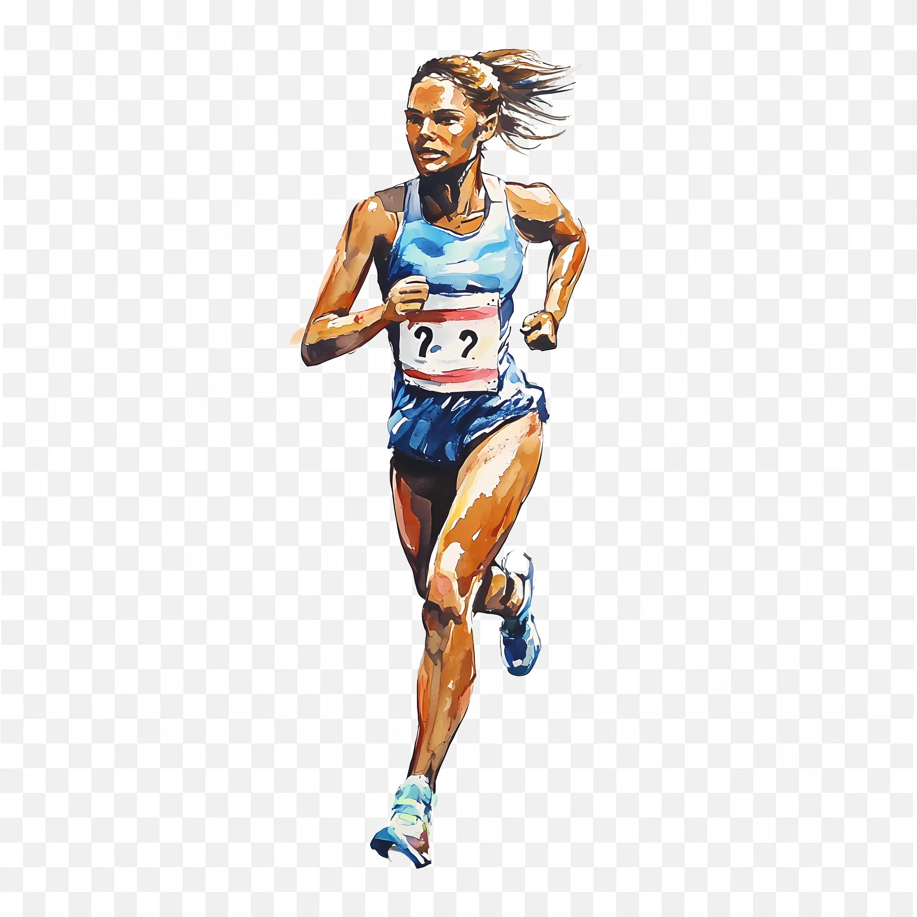 Female Athlete Runs Strongly During a Race Competition PNG