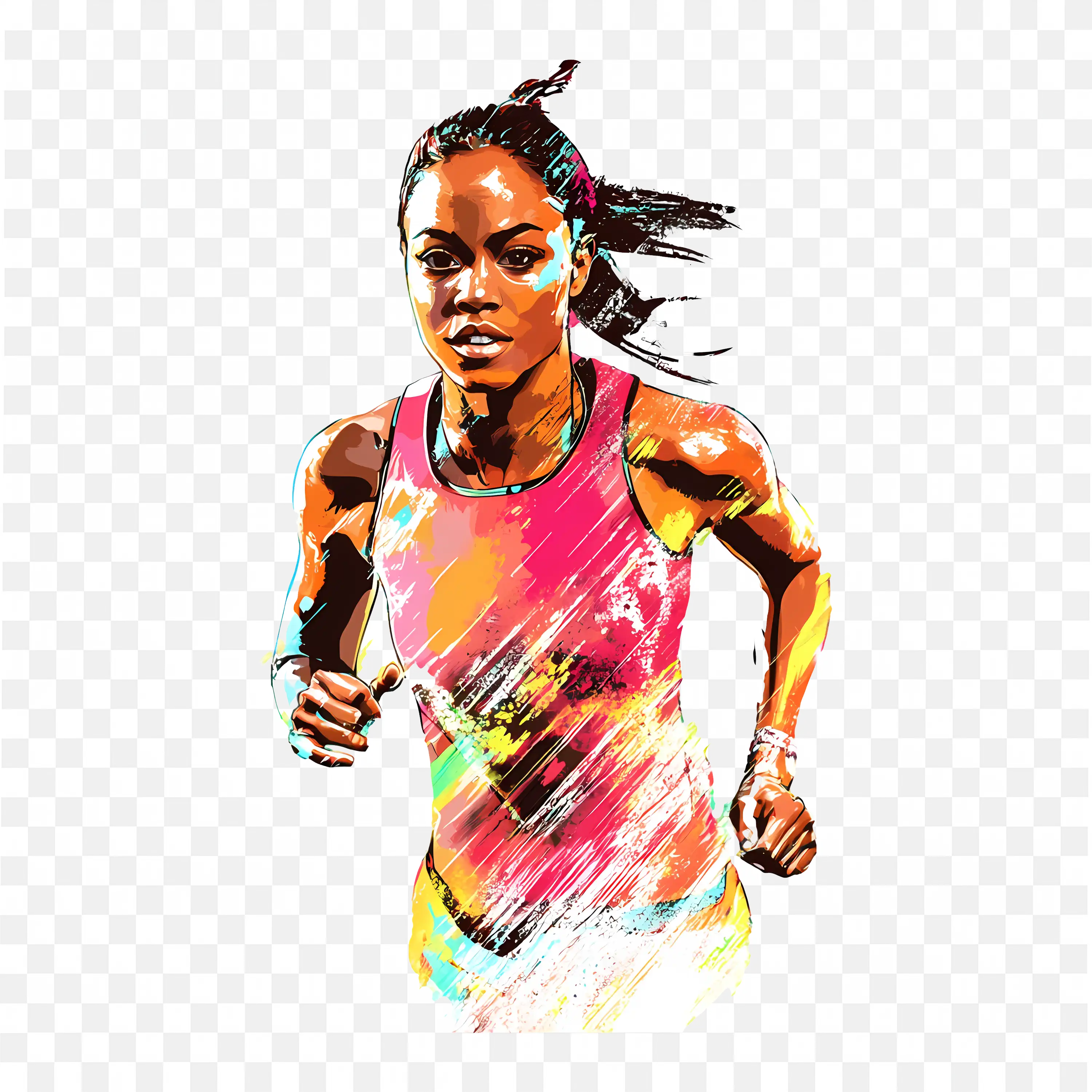 Female Marathon Runner Artistic Abstract Illusion Free PNG