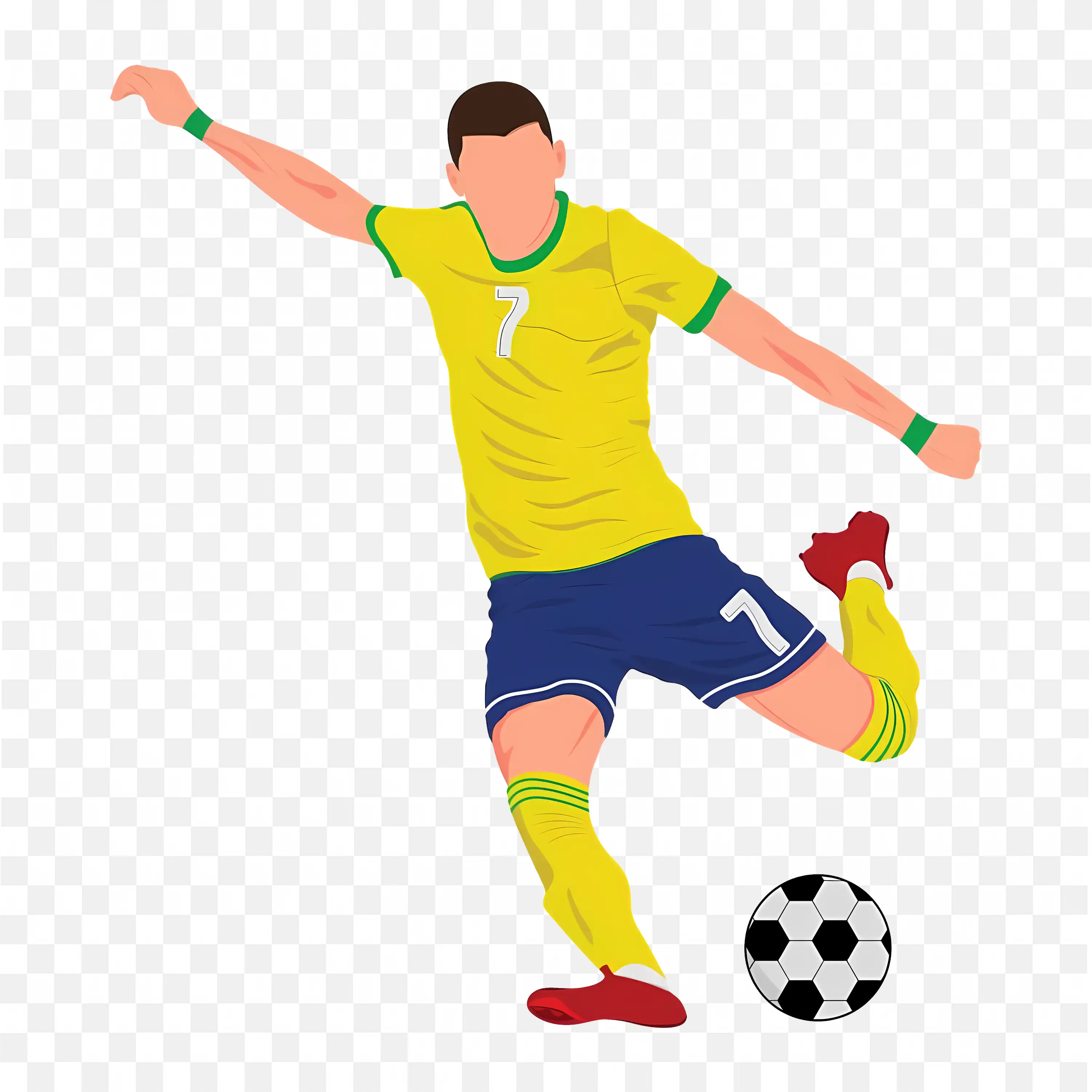 Football Player Kicking Ball in Yellow And Blue Jersey PNG
