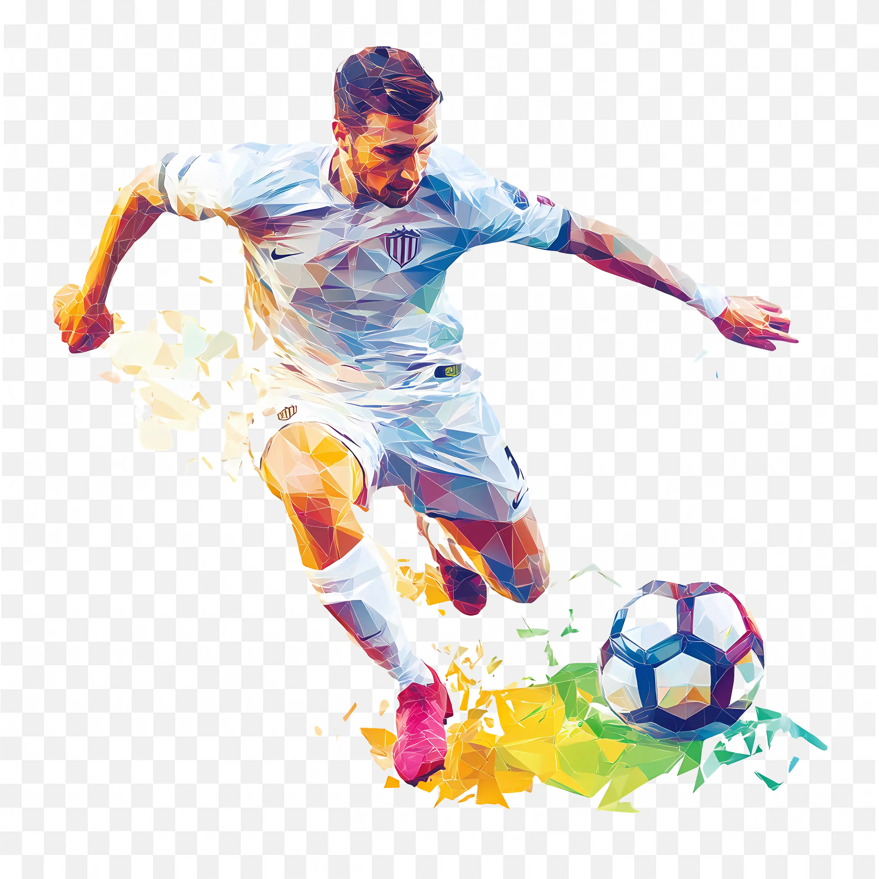 Football Player in White Jersey Art Abstract Illusion PNG