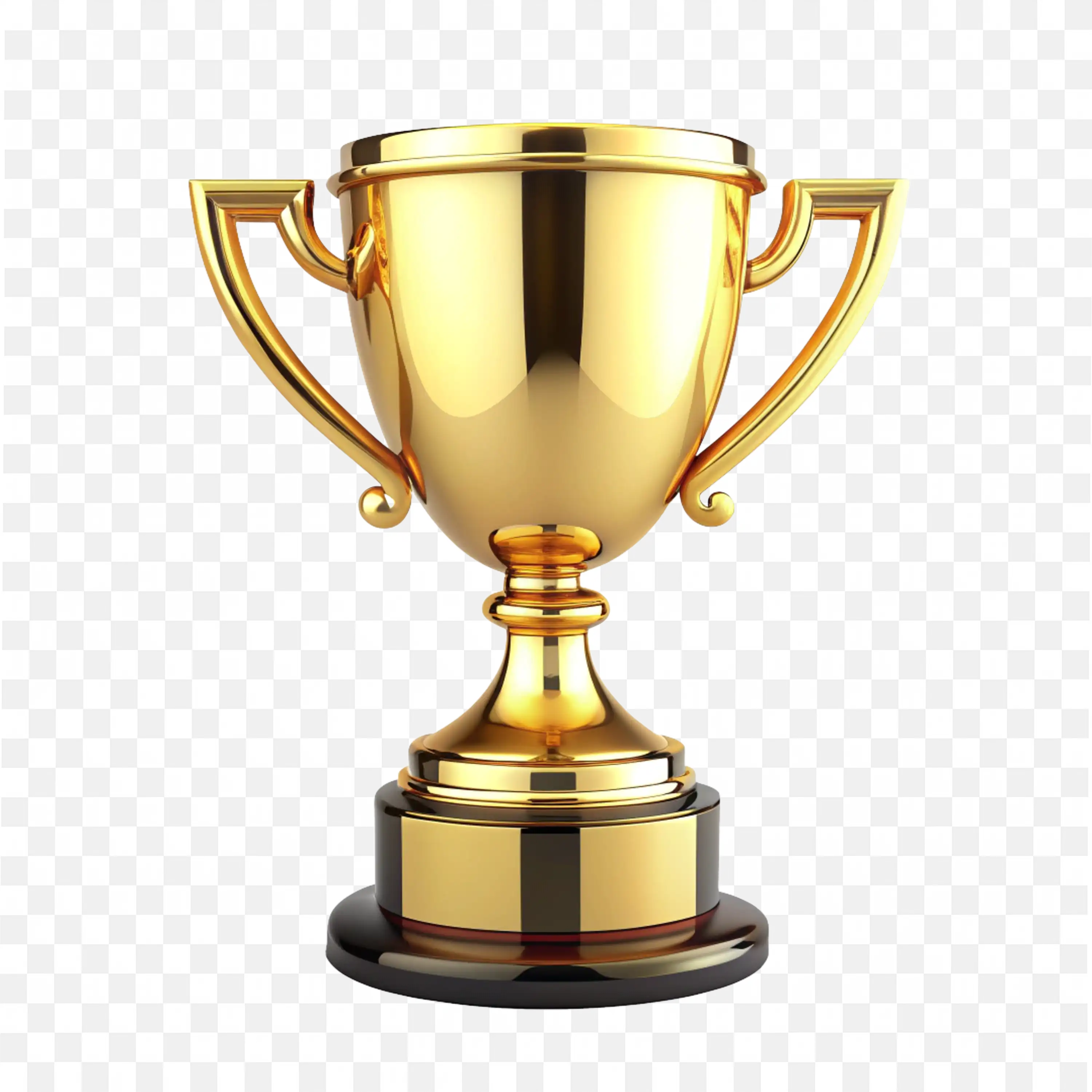 Gold Trophy Cup with Two Handles And a Round Base Stand PNG