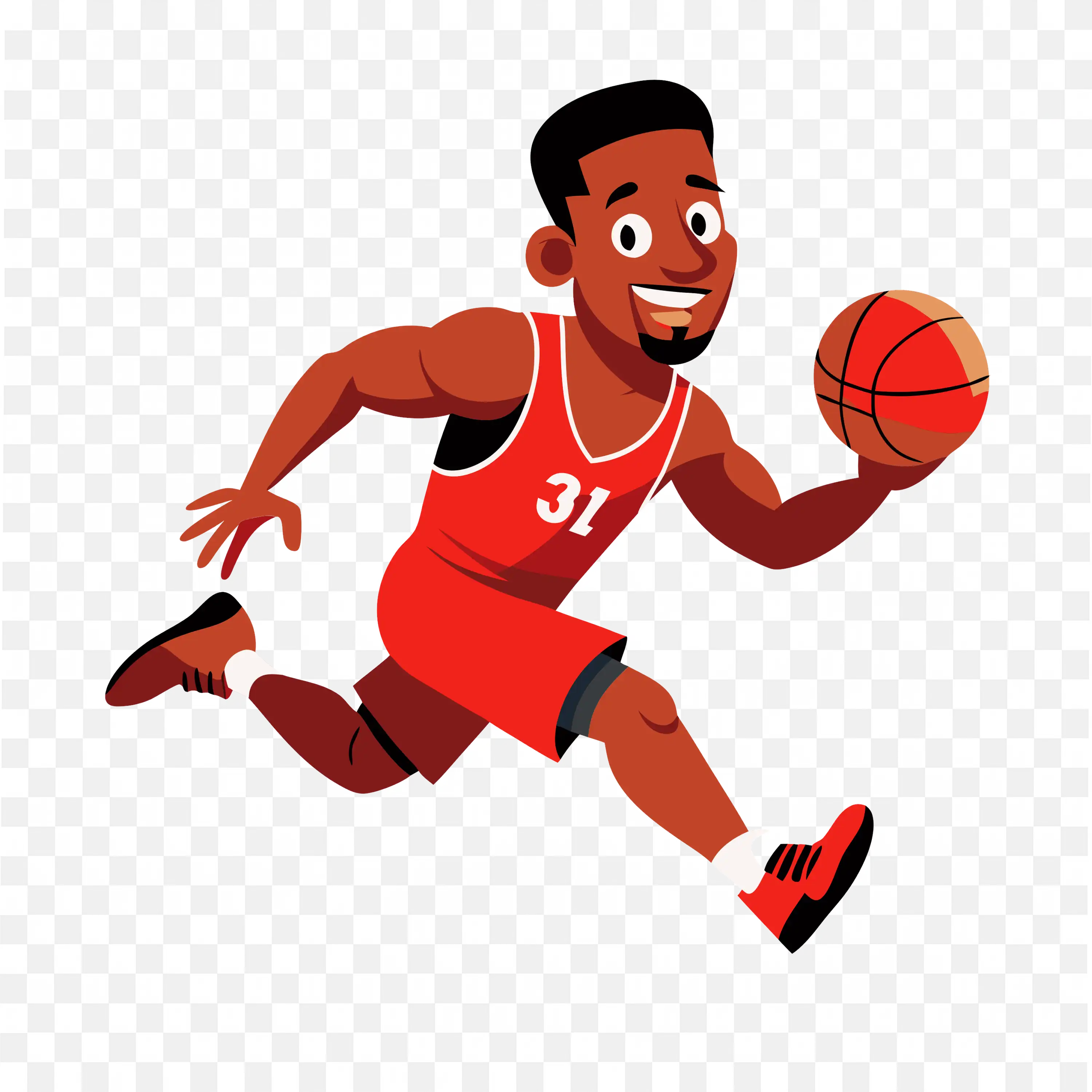Happy Basketball Player Running Quickly with the Ball PNG