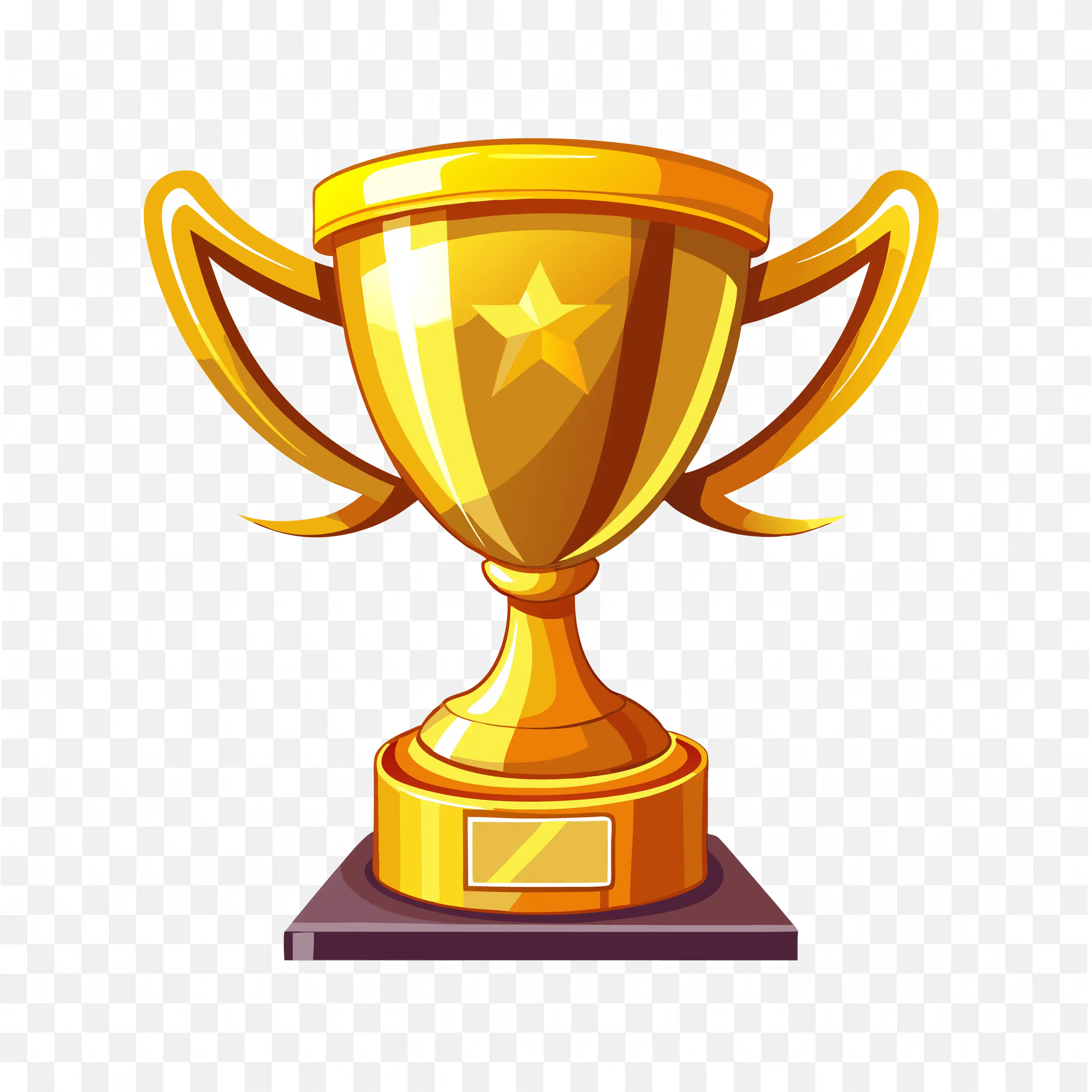 Illustrated Gold Trophy Cup with a Star And Purple Base PNG