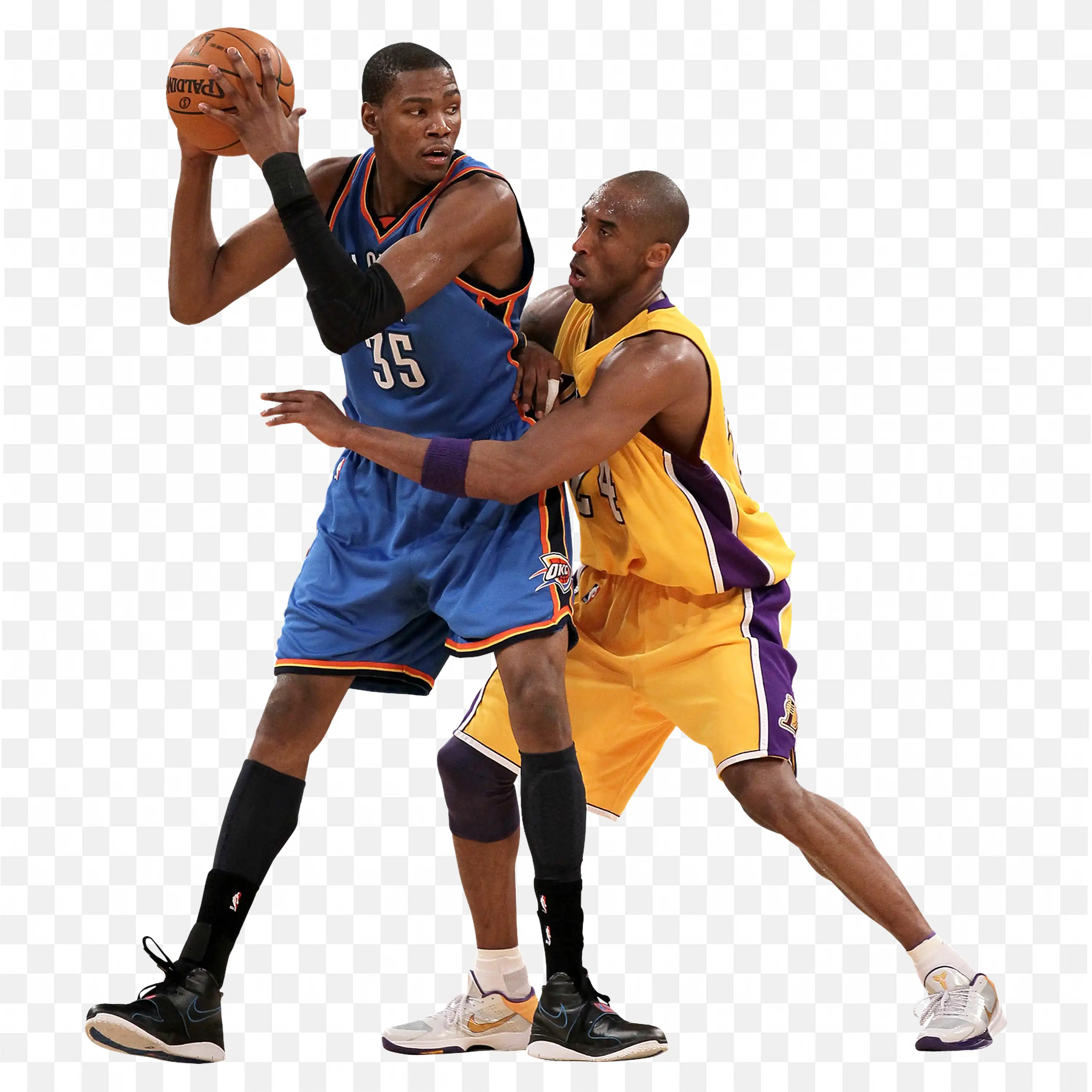 Kevin Durant Guarded By Kobe Bryant Defends the Ball PNG