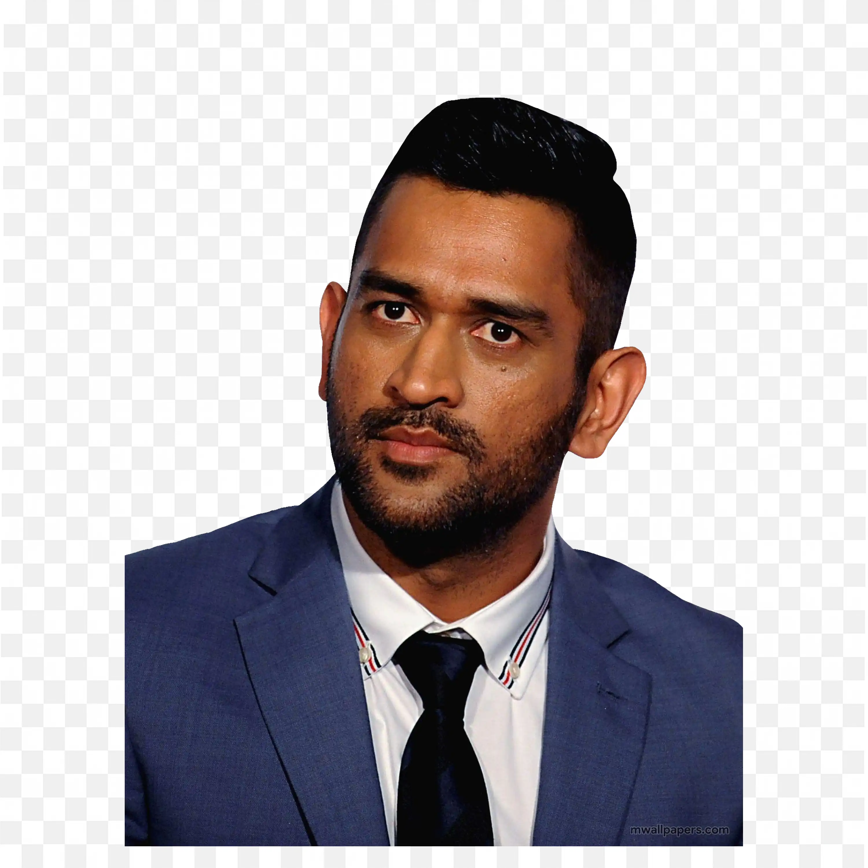 Ms Dhoni in a Blue Suit Looking Professional Hd Free PNG
