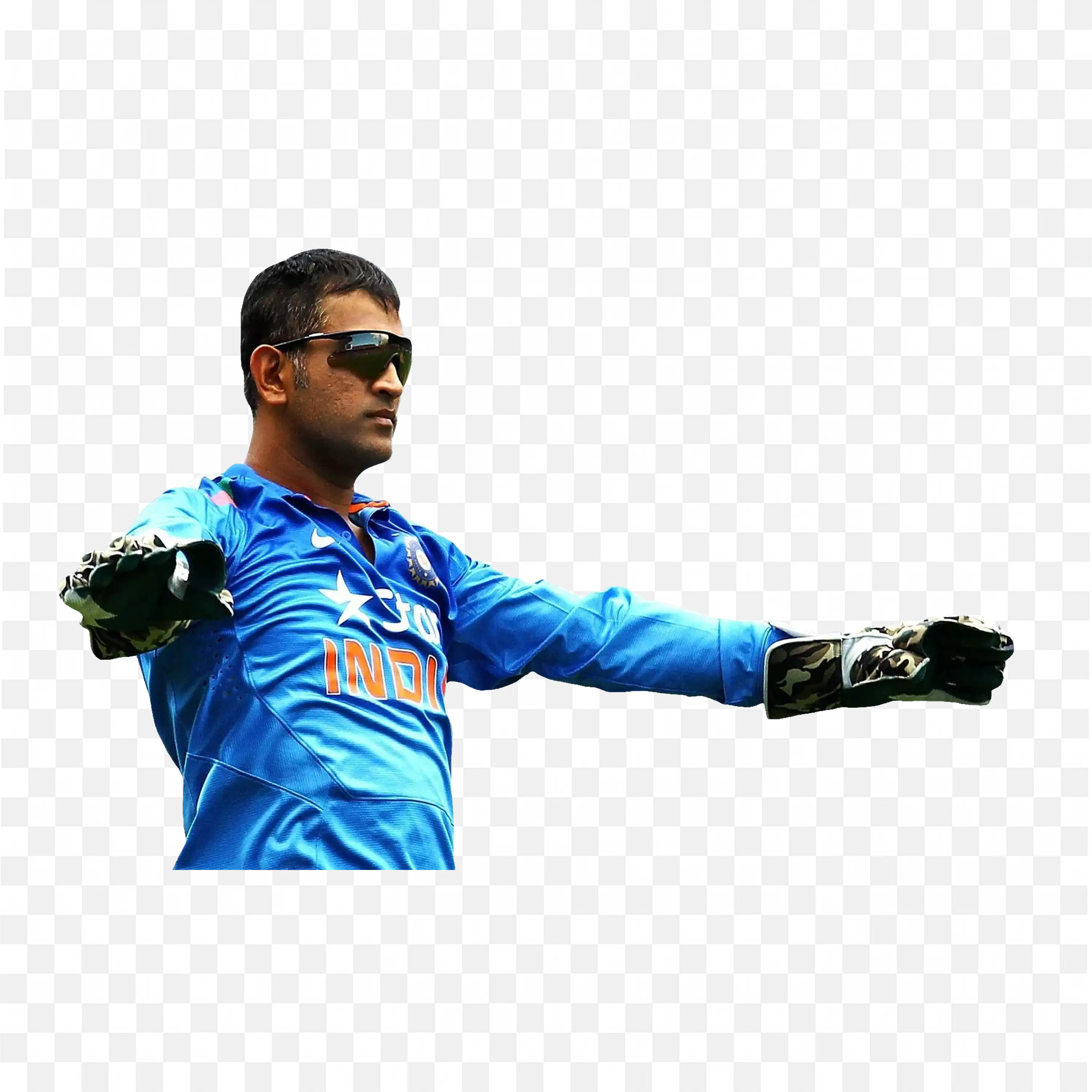 Ms Dhoni as a Goalkeeper Ready to Block a Shot Free PNG