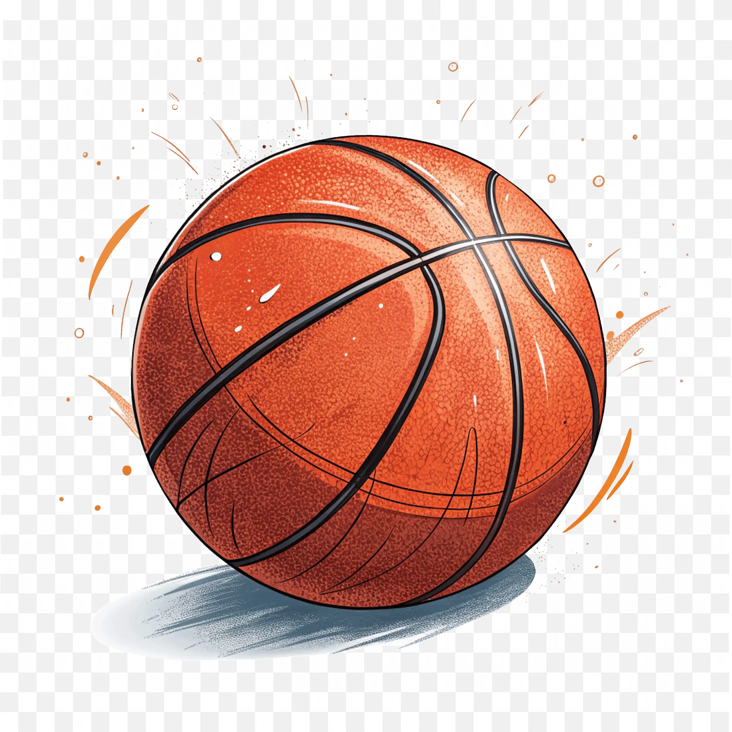 Realistic Basketball Illustration with Motion Effect PNG