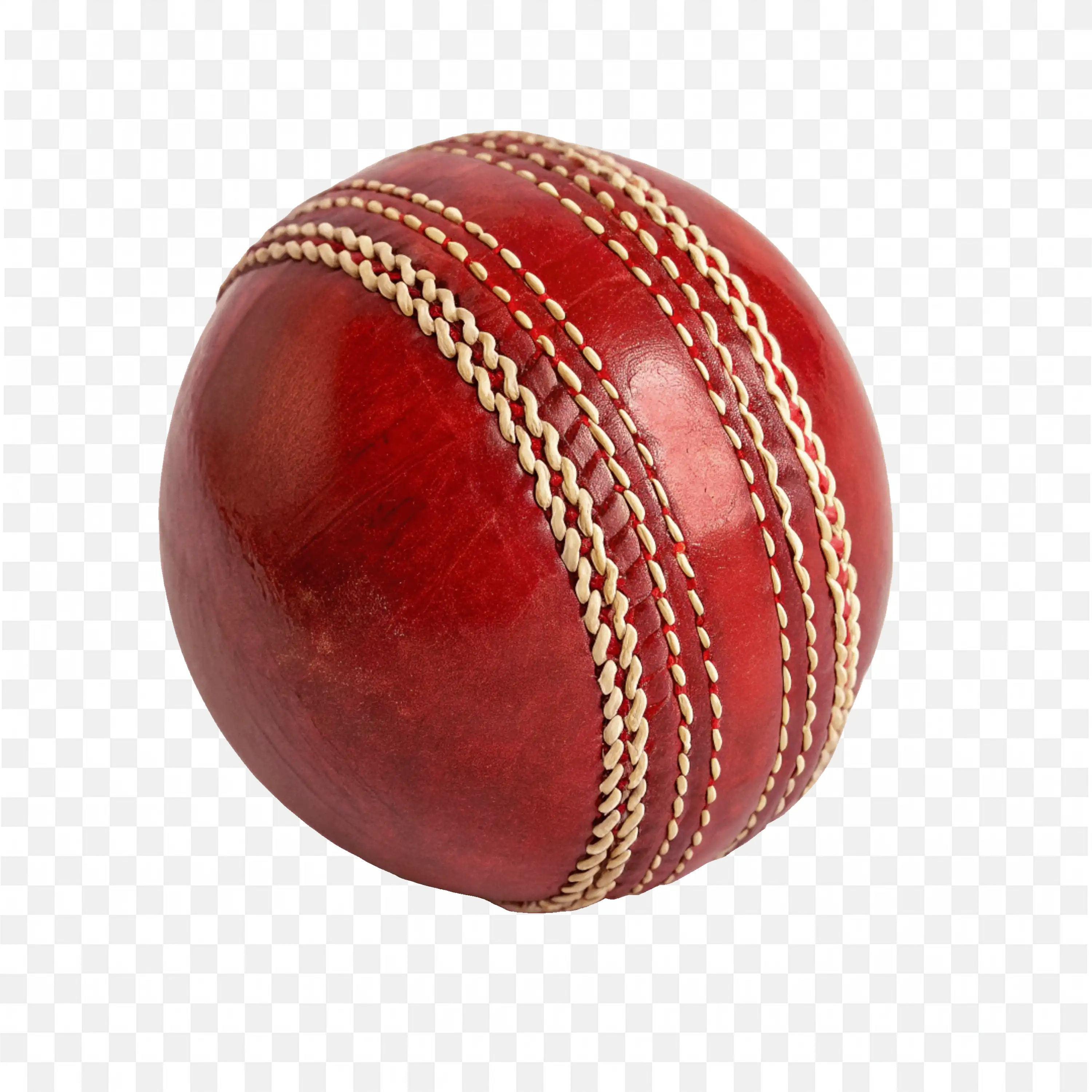 Red Cricket Ball with White Seam Isolated Free PNG Image