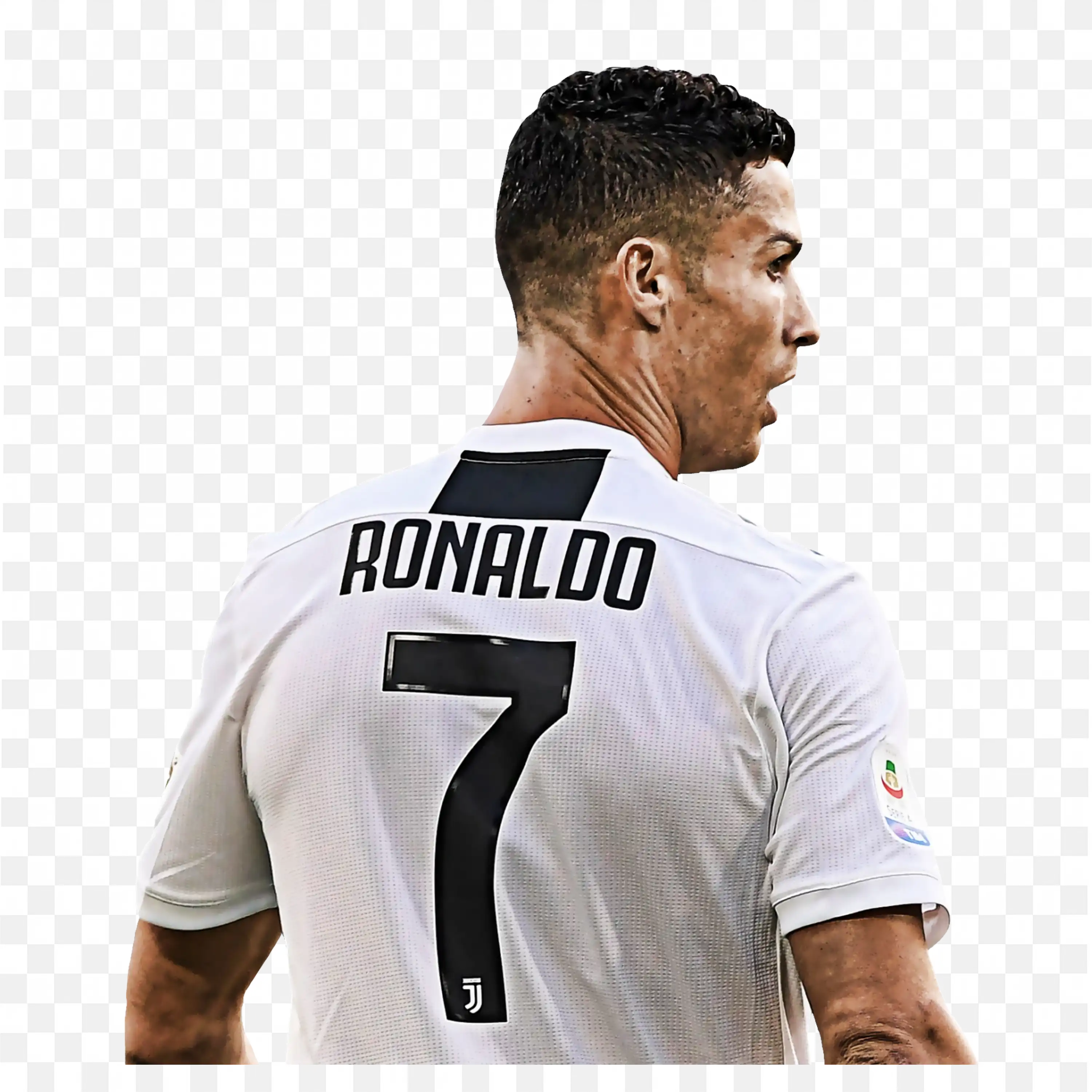 Ronaldo in a White Jersey with Number Seven Free PNG