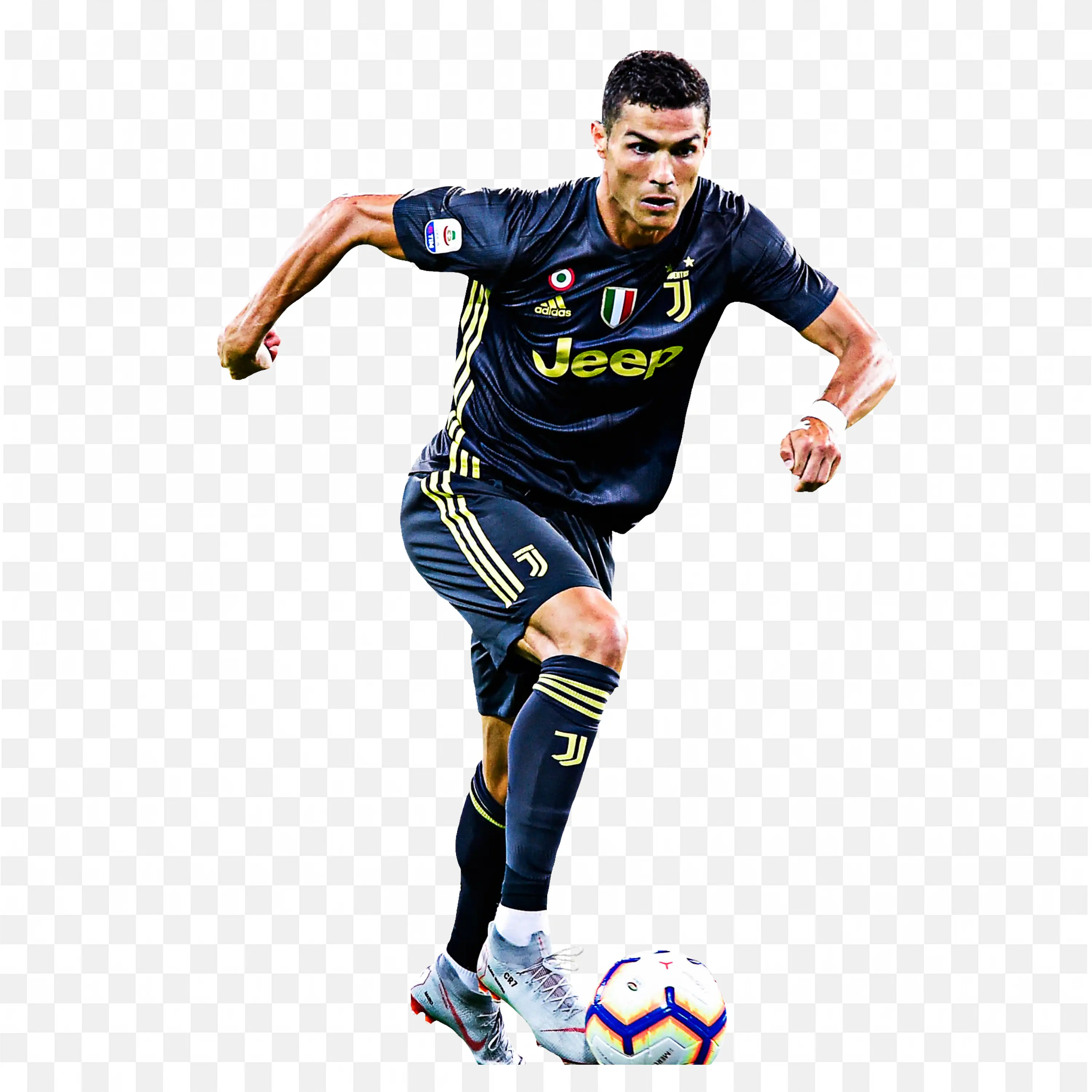 Ronaldo Playing For Juventus with Focus on the Ball Free PNG