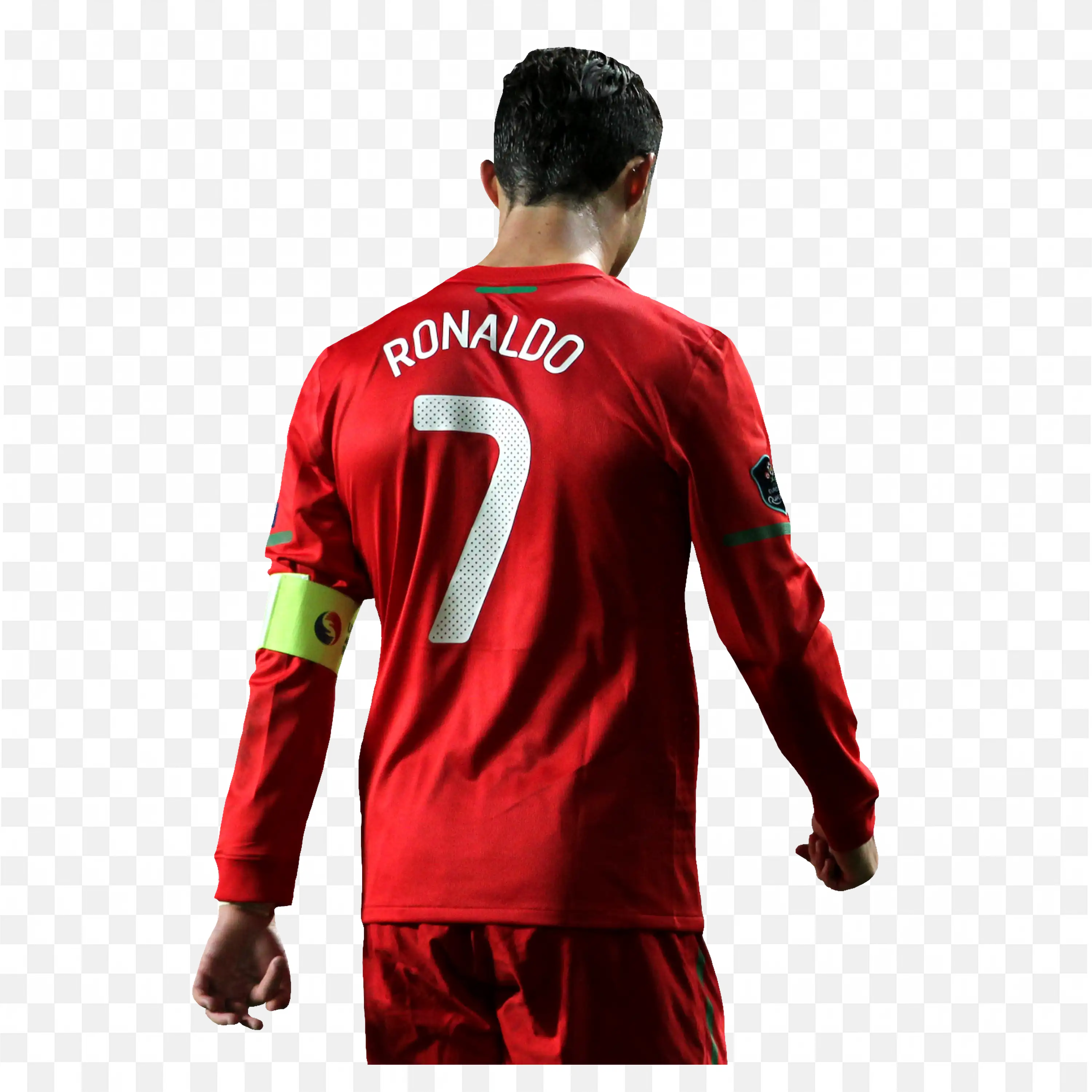 Ronaldo Walking Backside View in Red Jersey Free PNG Image