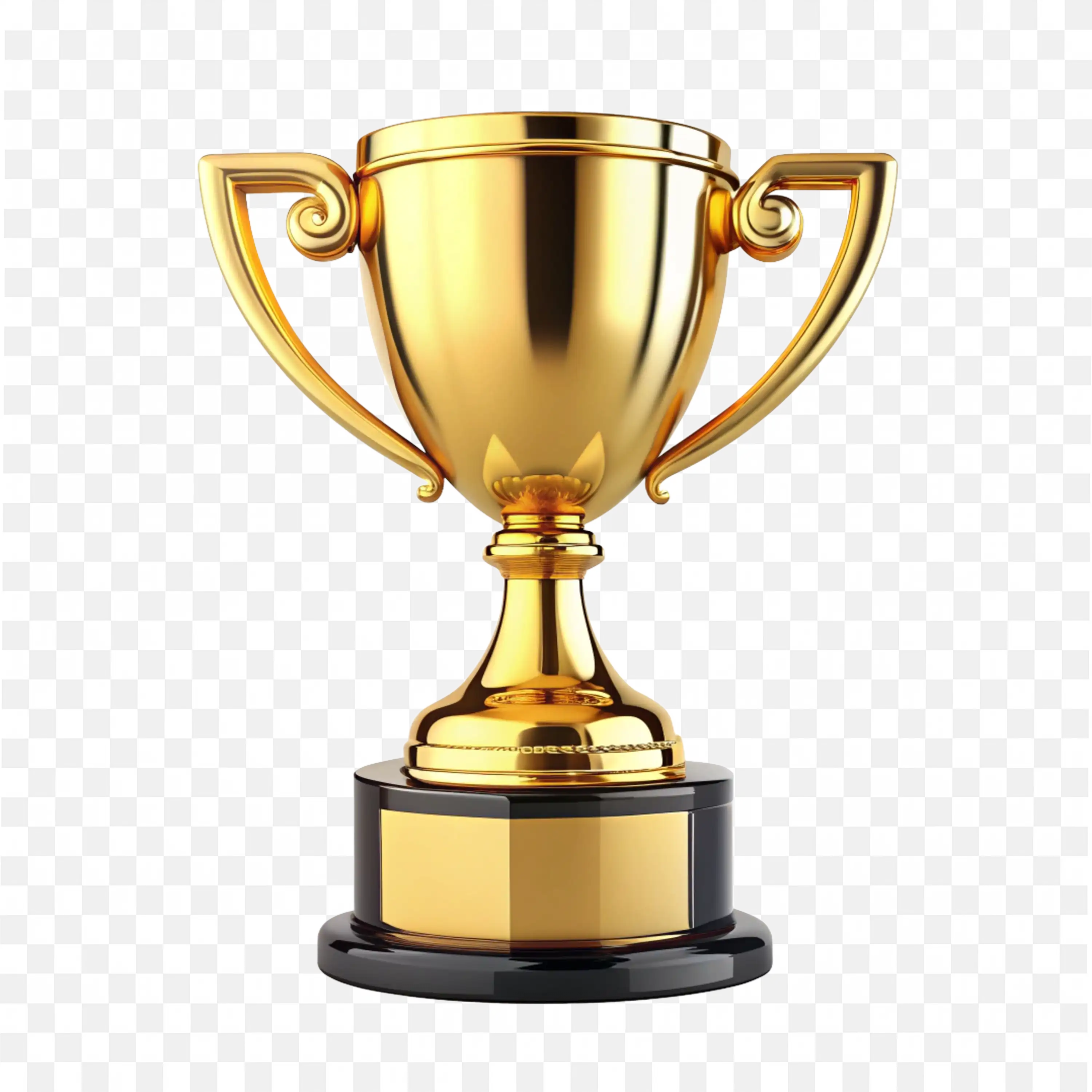 Shiny Gold Trophy with a Modern Design on a Black Base PNG