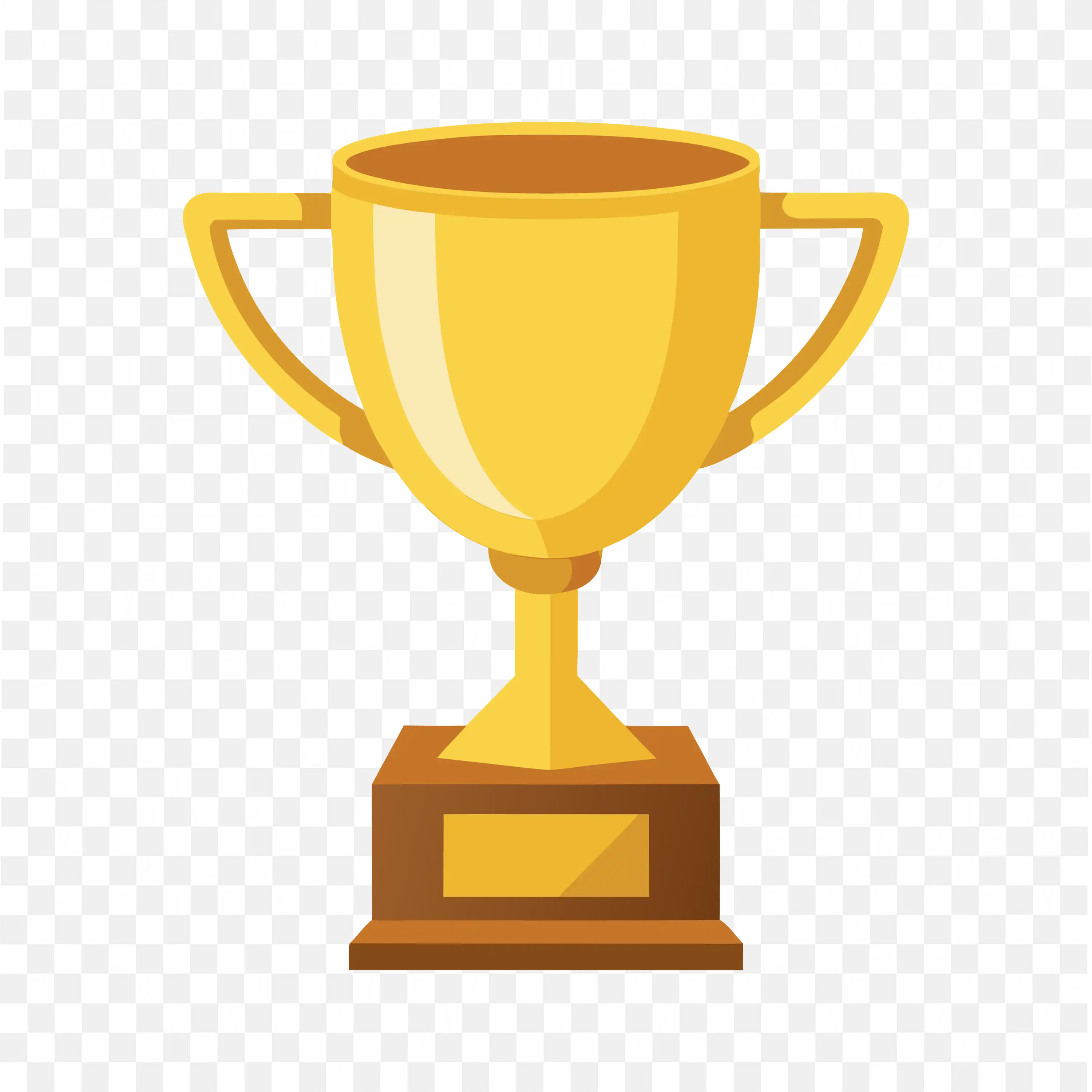 Simple Golden Trophy Cup with Handles And Wooden Base PNG