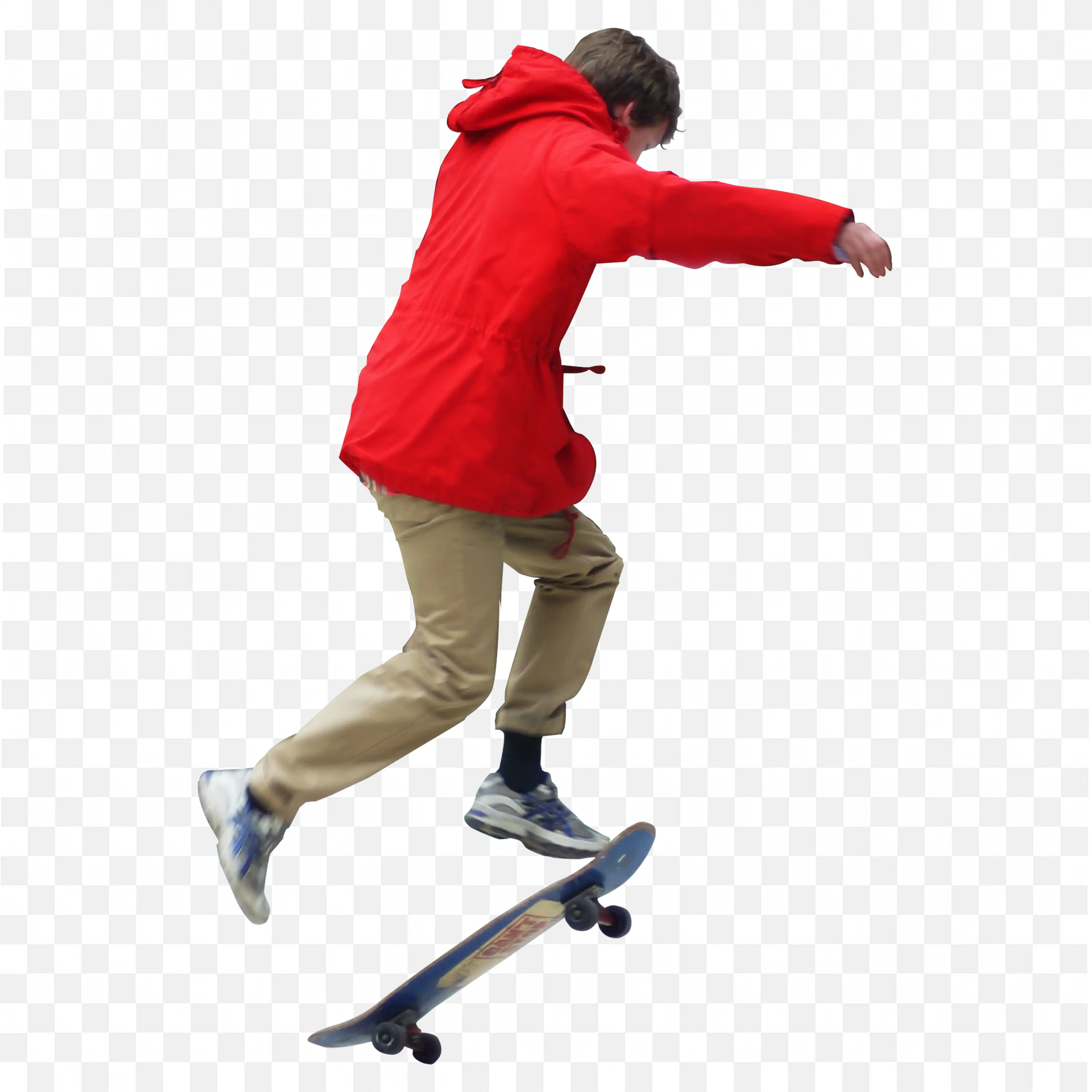 Skater in Red Hoodie Performs a Mid Air Trick PNG Image