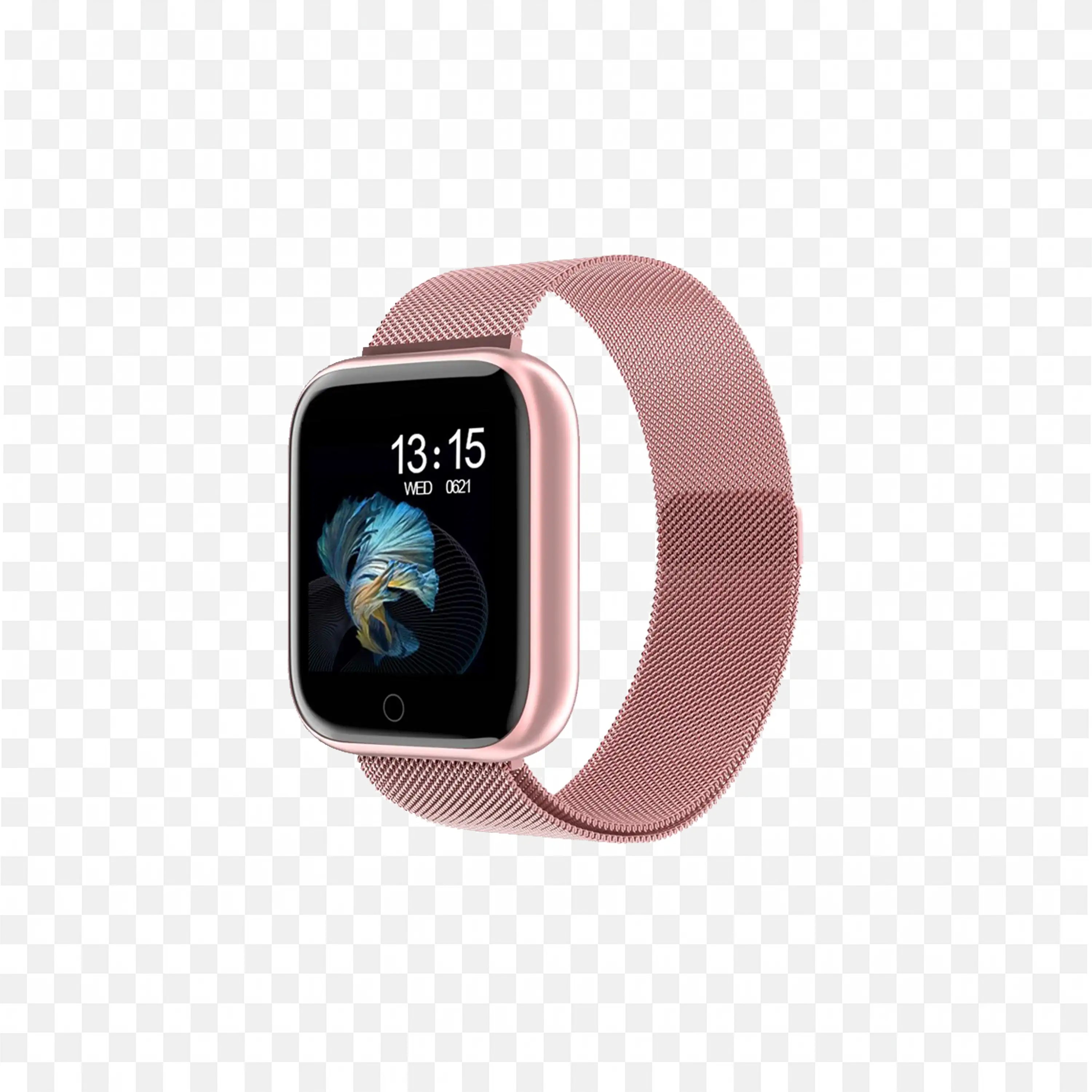 Smartwatch with Pink Strap And Globe Hd Free PNG