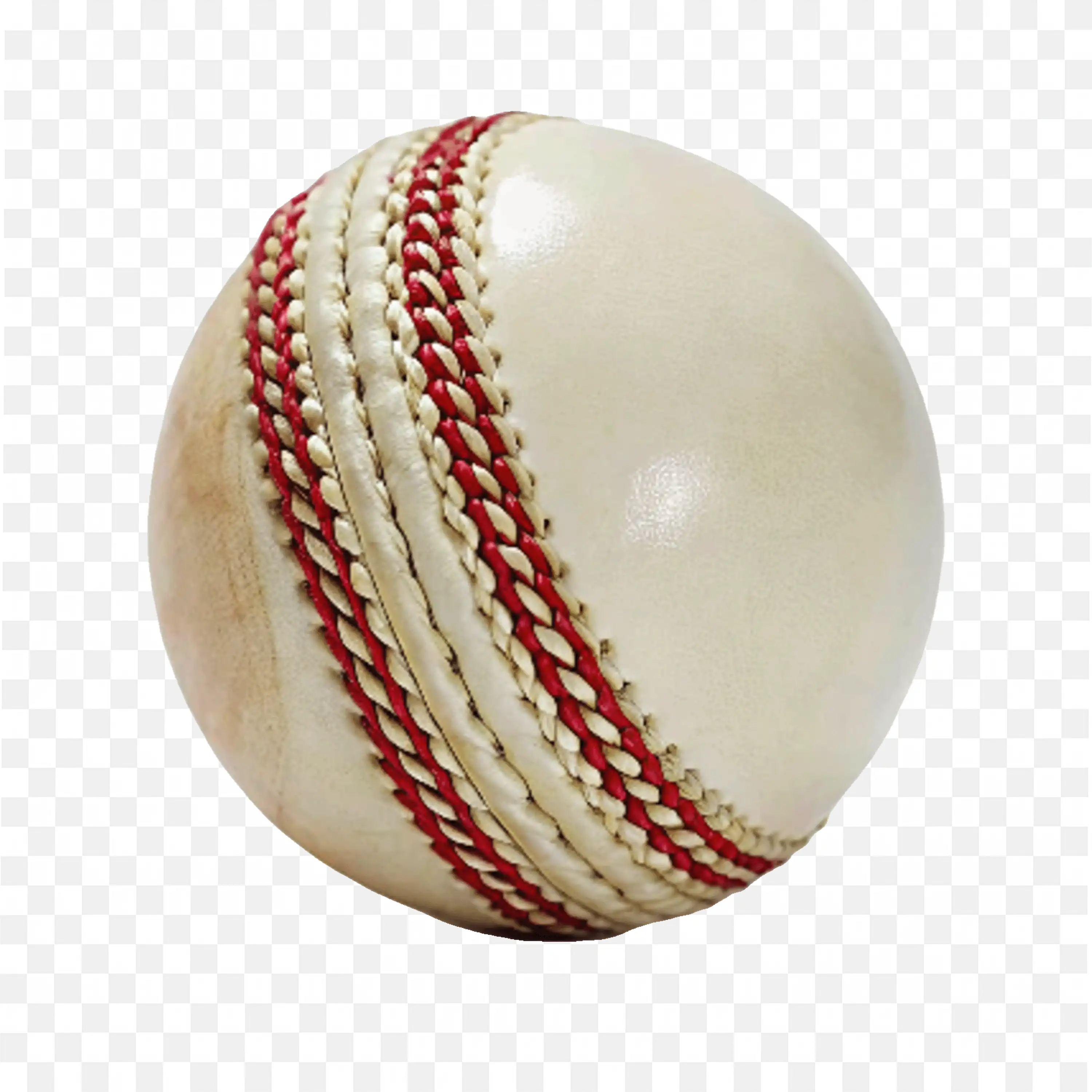 White Cricket Ball with Double Red Seam Download Free PNG
