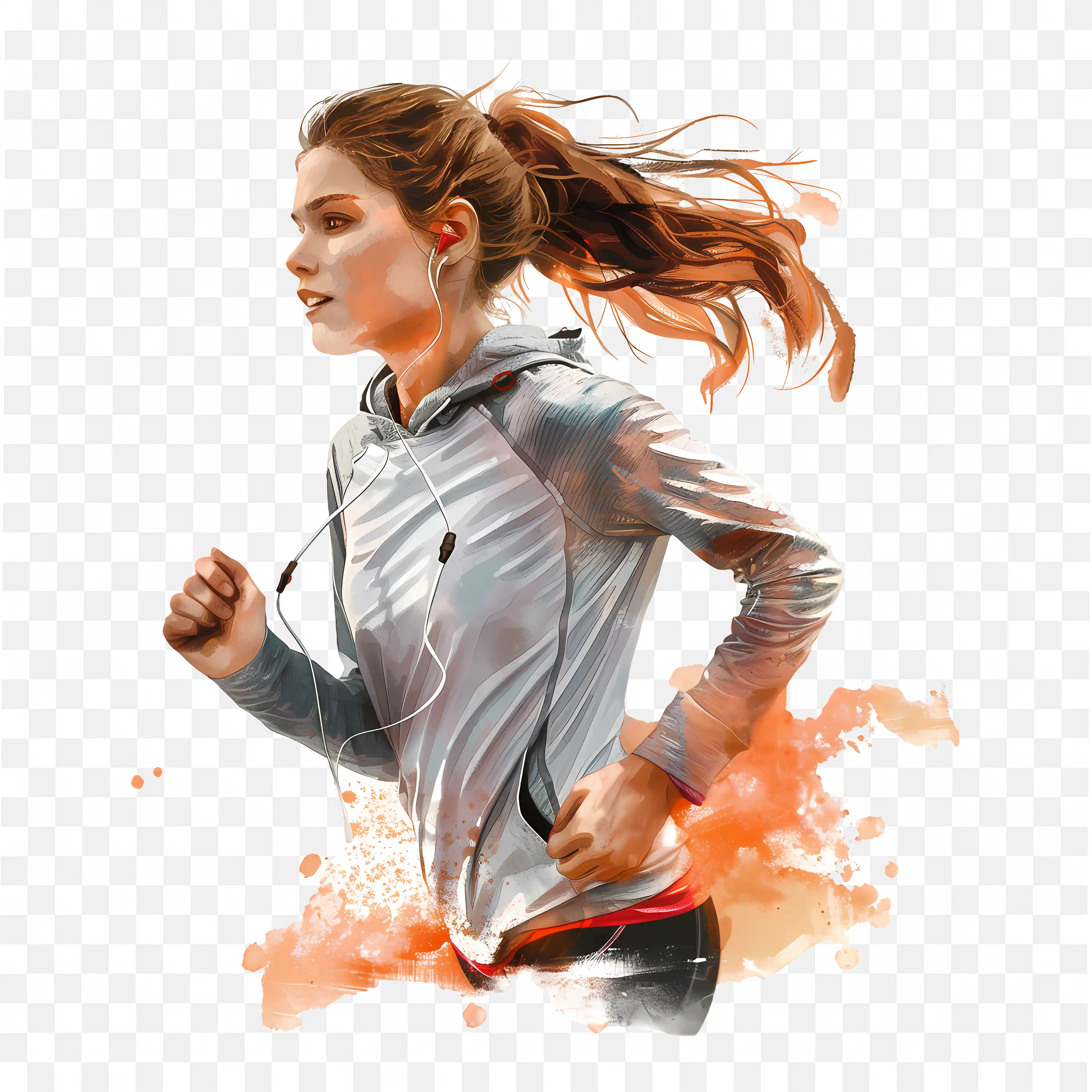 Woman Running with Energy in Modern Sport Outfit Free PNG