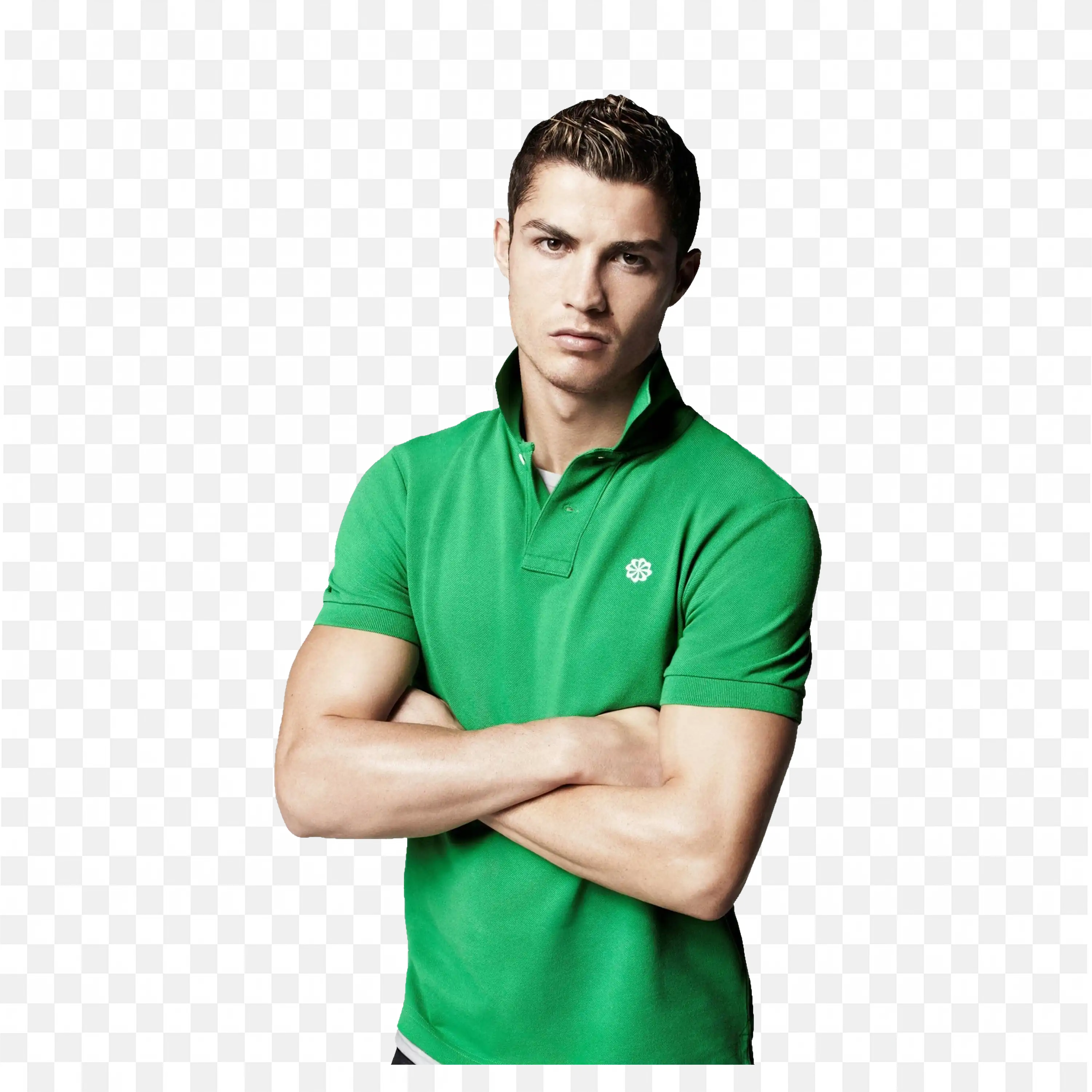 Young Cristiano Ronaldo in the Green Shirt Free PNG Image