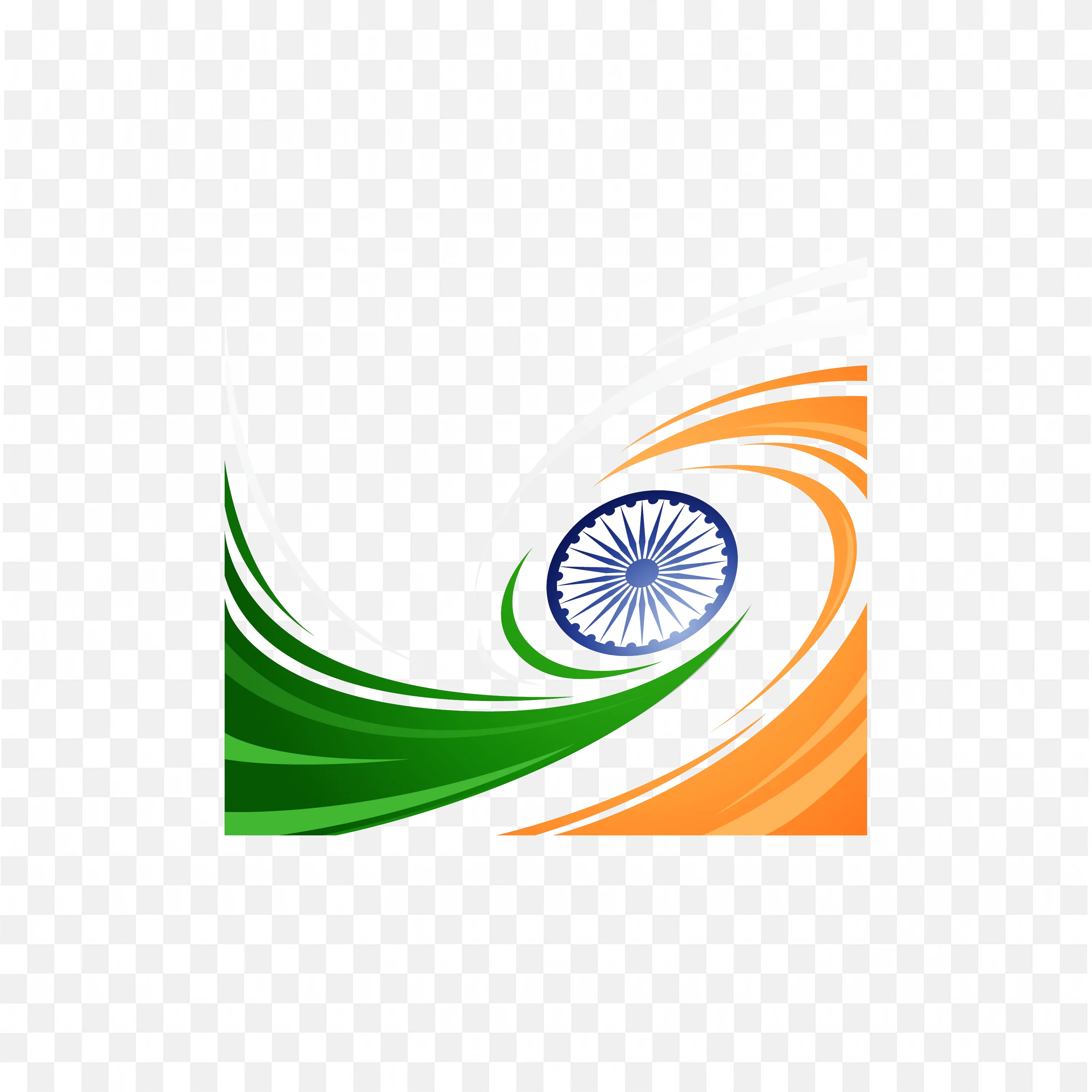 Artistic Wave Style Indian Flag with Ashoka Chakra PNG