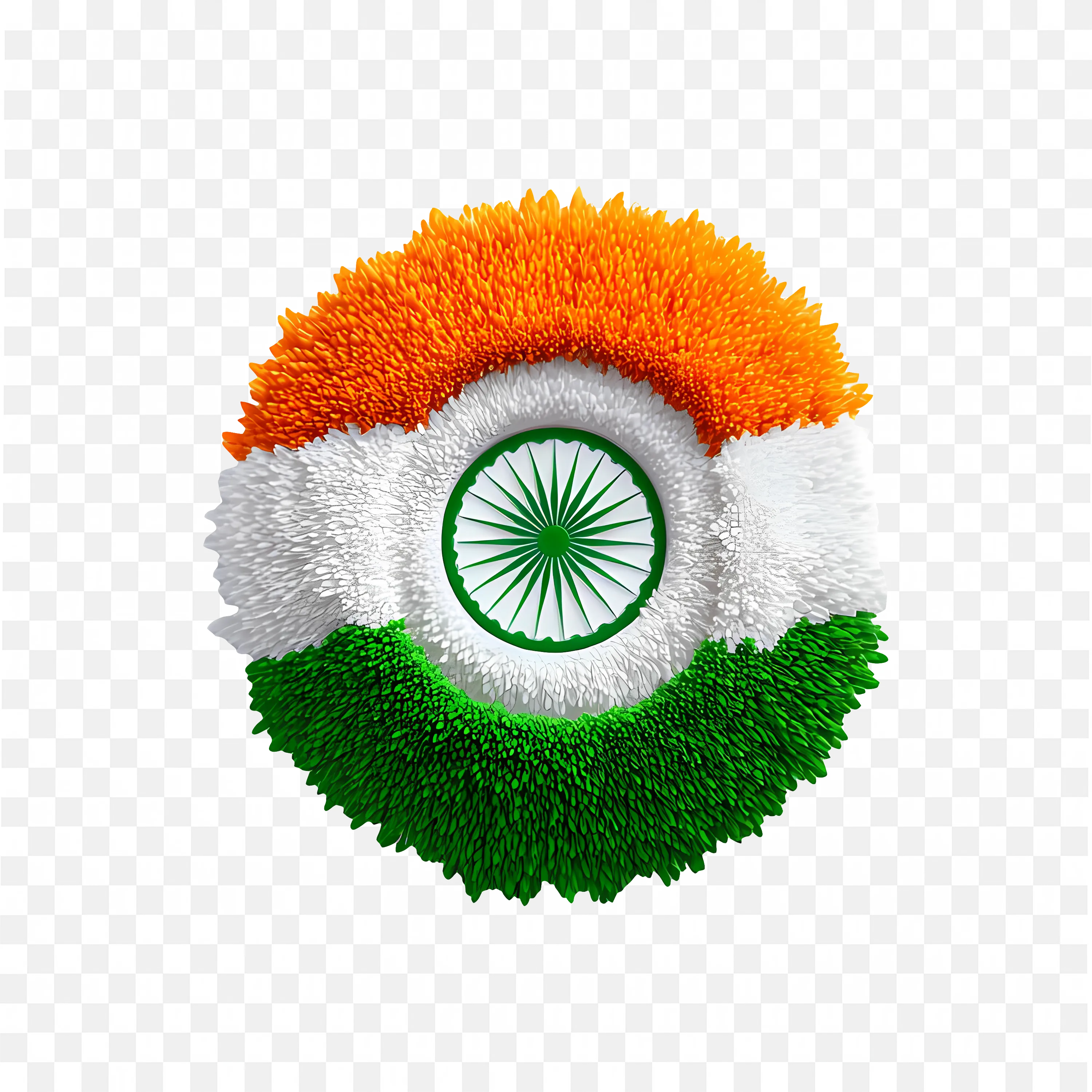 Ashoka Chakra in Tricolor Flower Petal Artistic Design