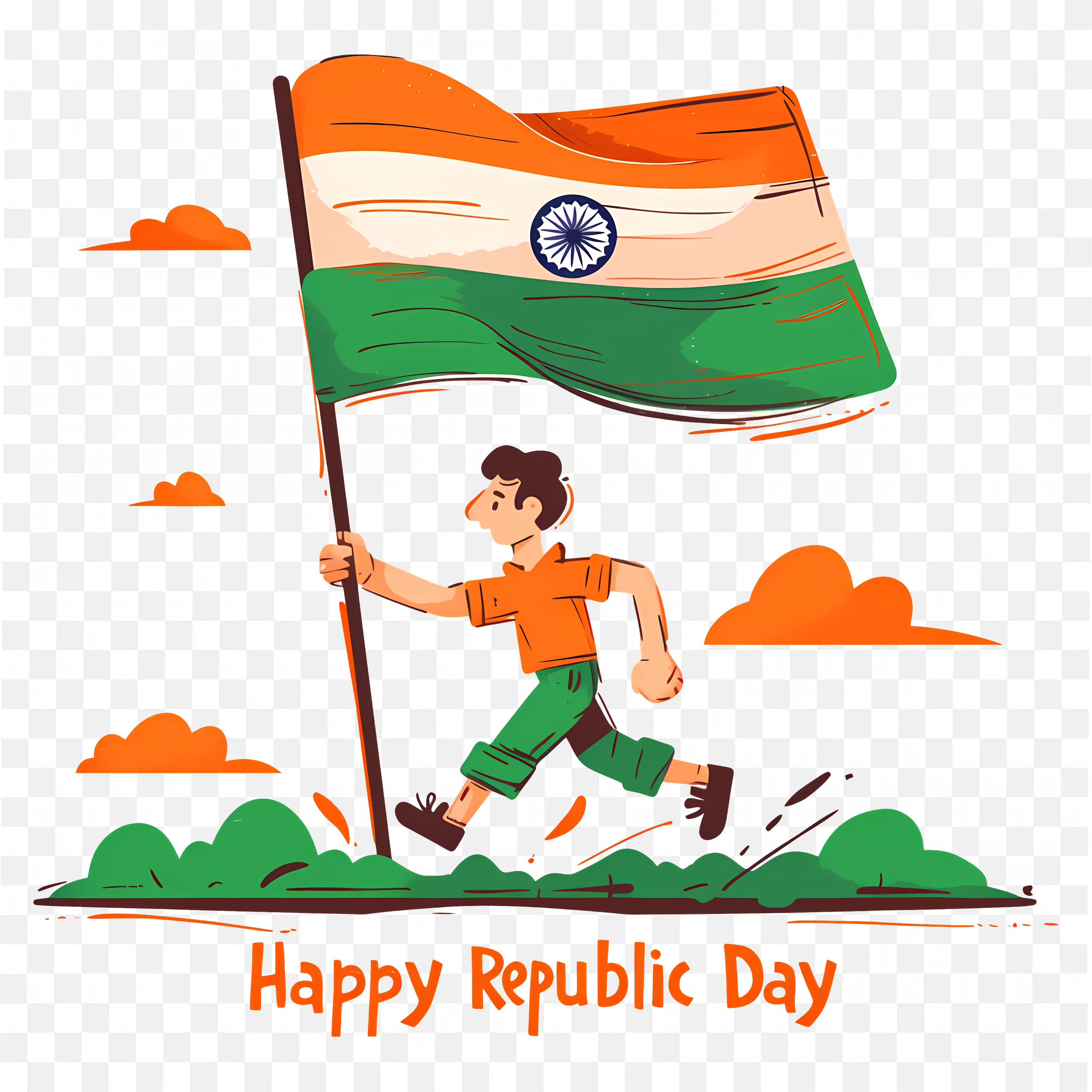 Boy Holding Indian Flag for Republic Day Free PNG Download